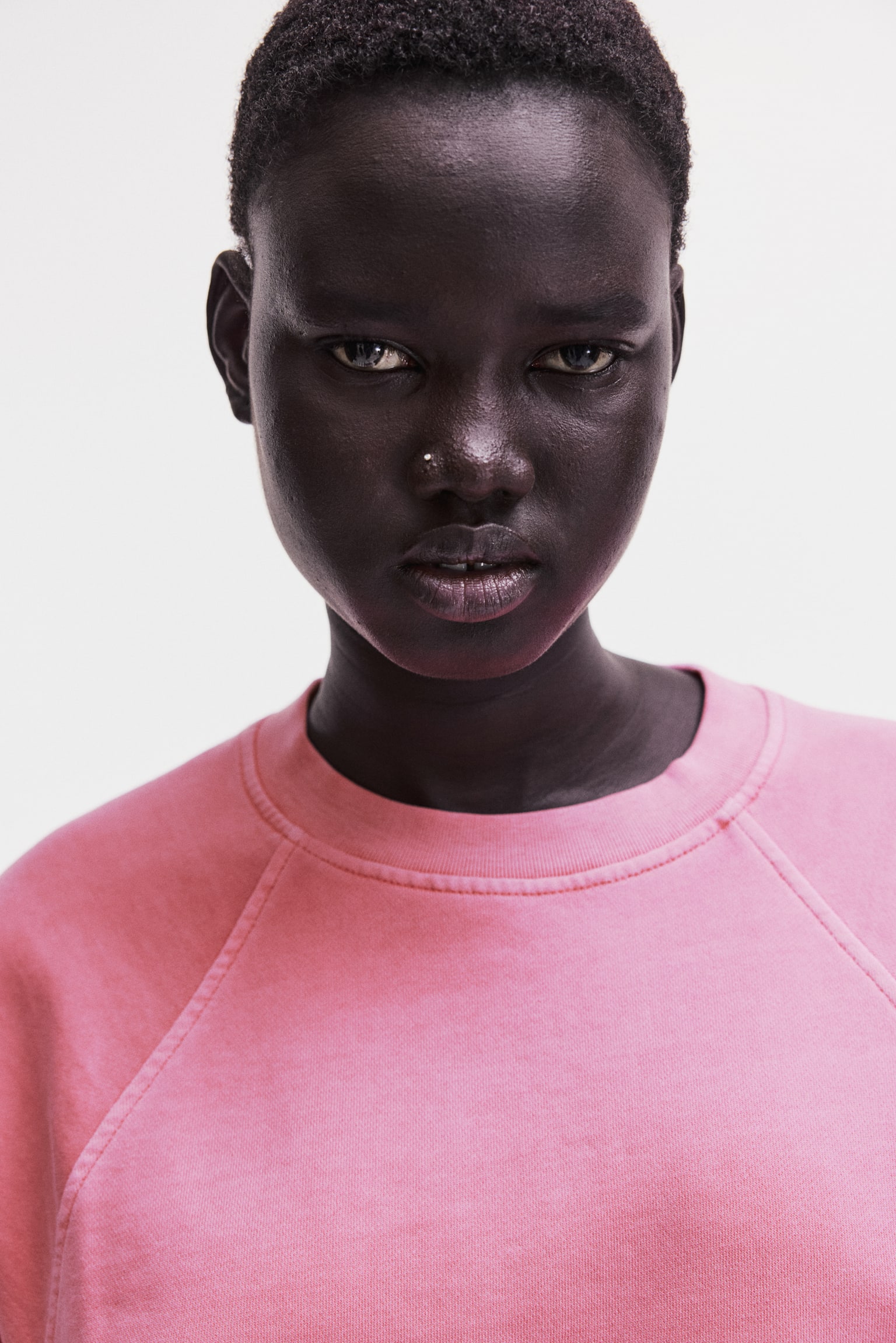 Short-Sleeved Sweatshirt - Pink/Light beige/Cream/Light taupe - 3