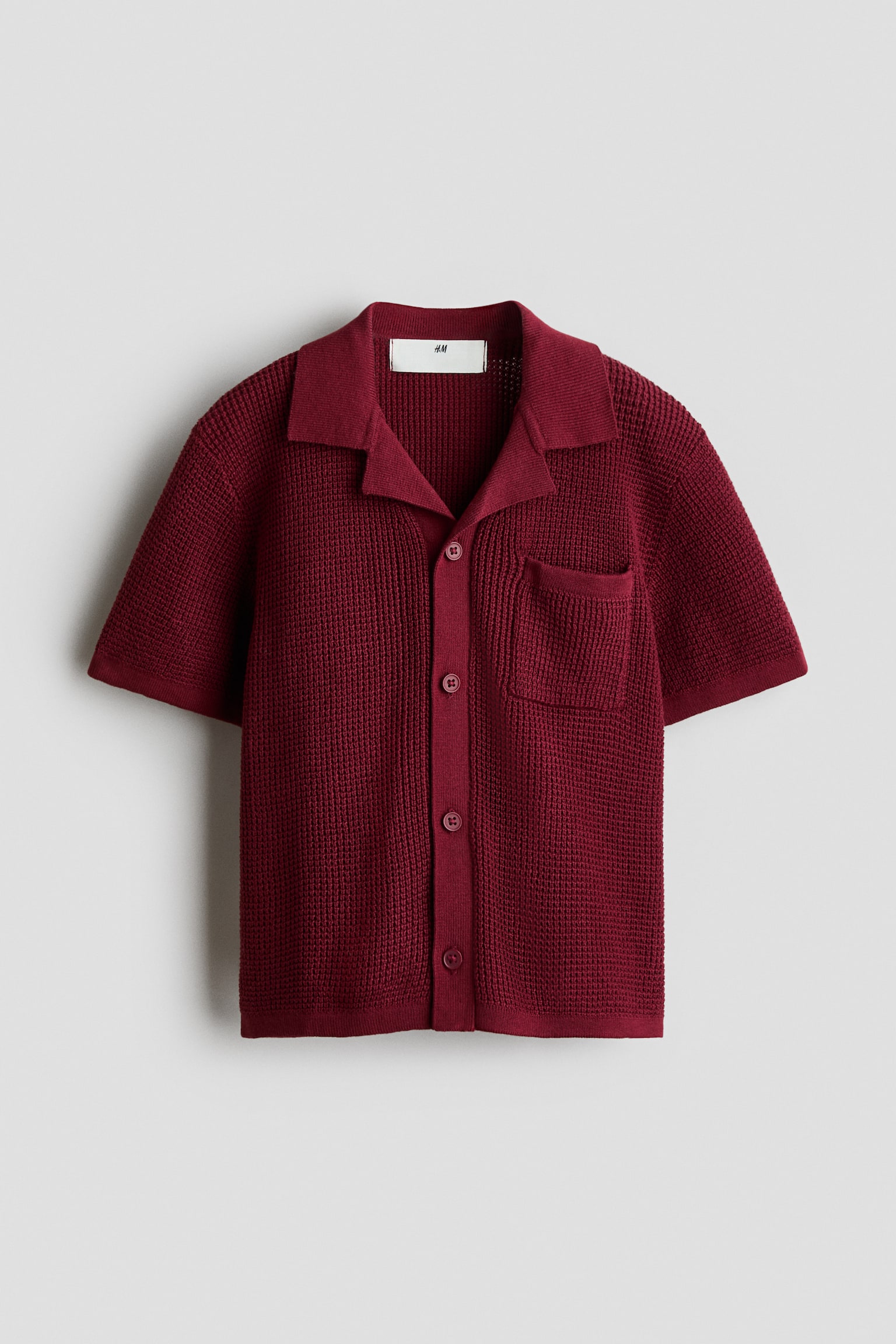 Patent-knit cotton shirt - Dark red/Dark green