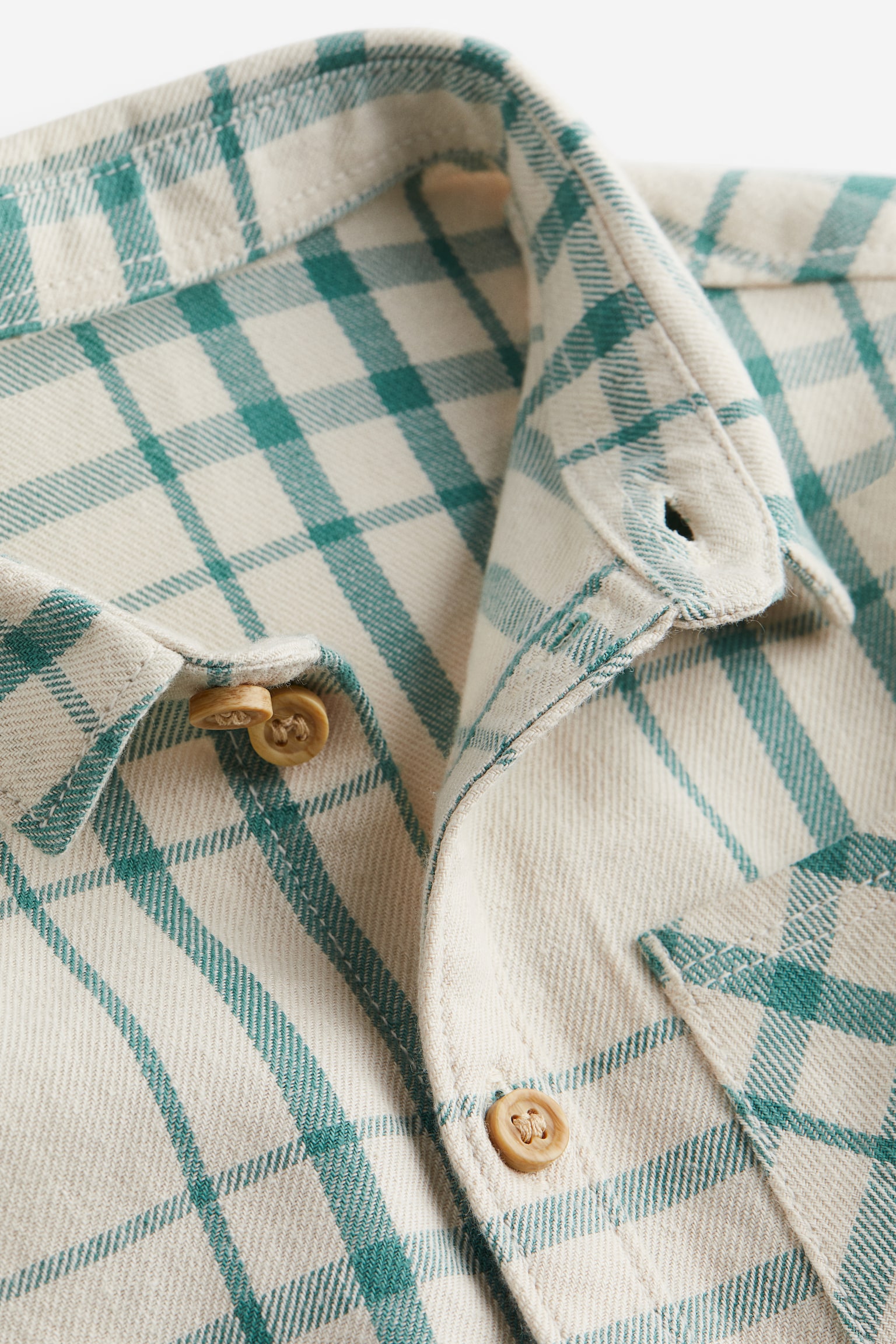 Flannel shirt - Cream/Green checked - 2