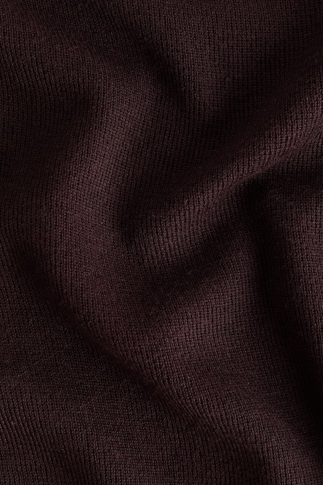 Fine-knit turtleneck top - Dark brown/Light beige - 4