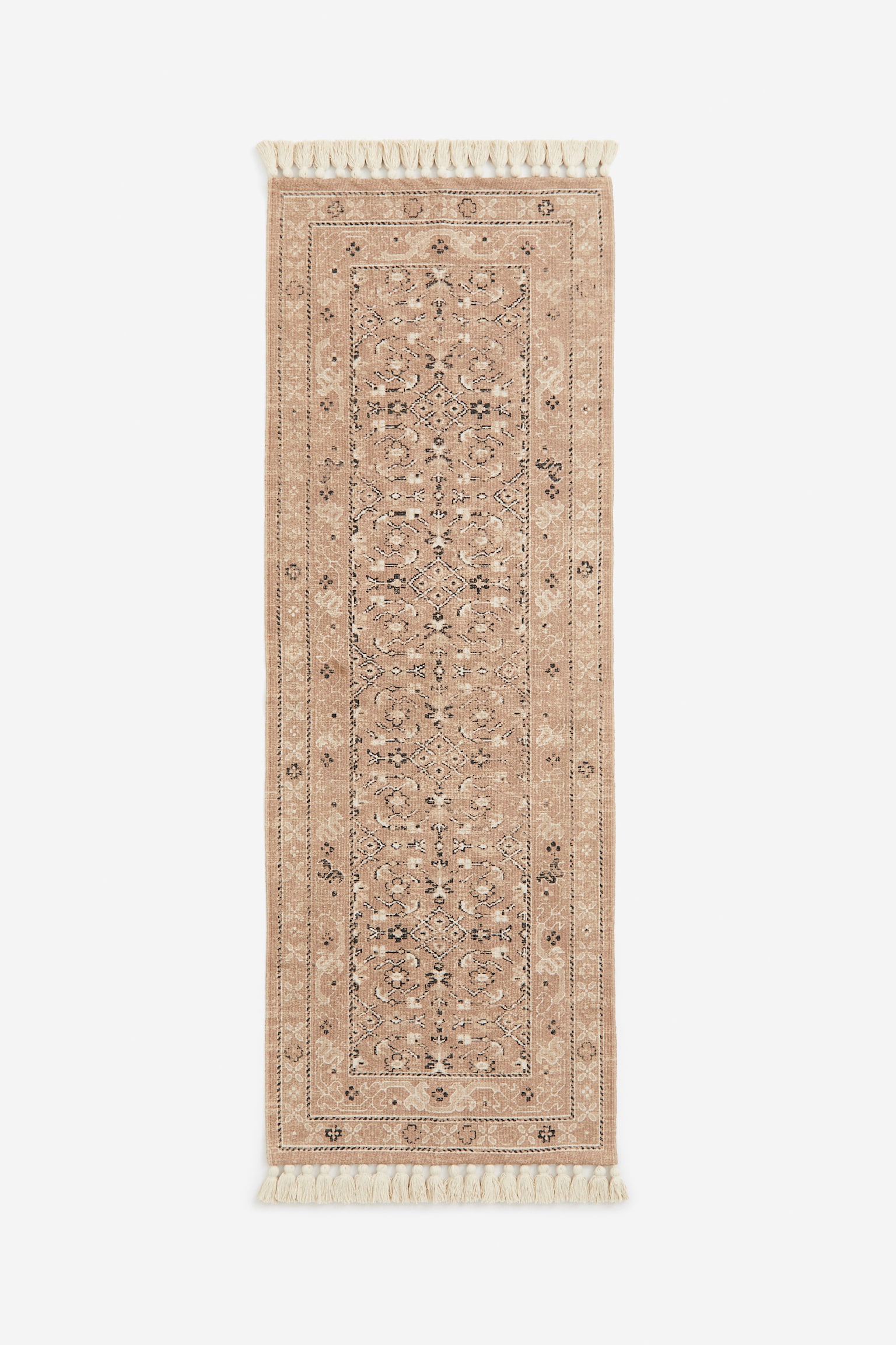 Tapis à motif avec franges - Rose clair/motif/Bleu/motif/Vert ancien clair/motif - 1