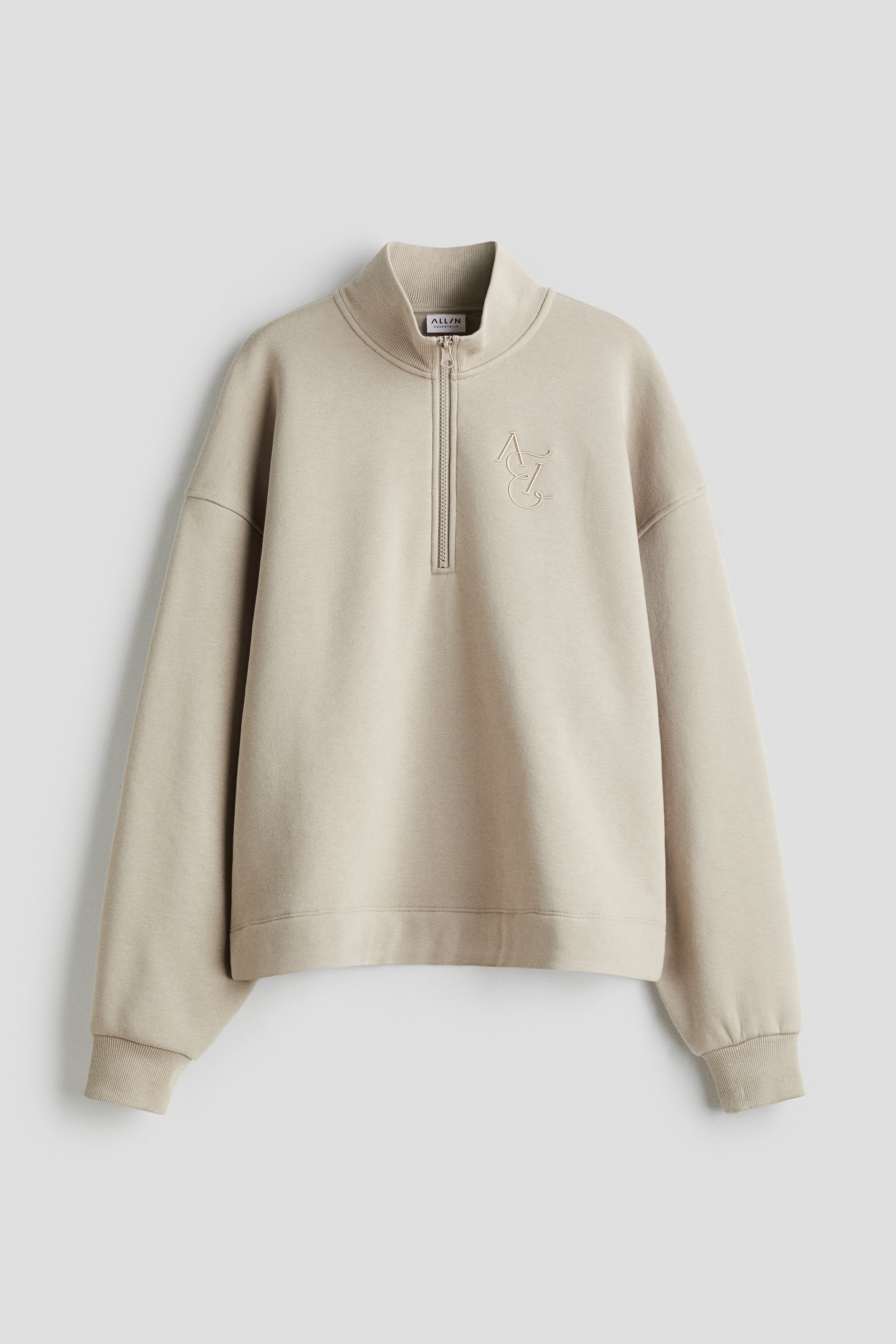 Träningströja med dragkedja - Varmgrå/Marinblå