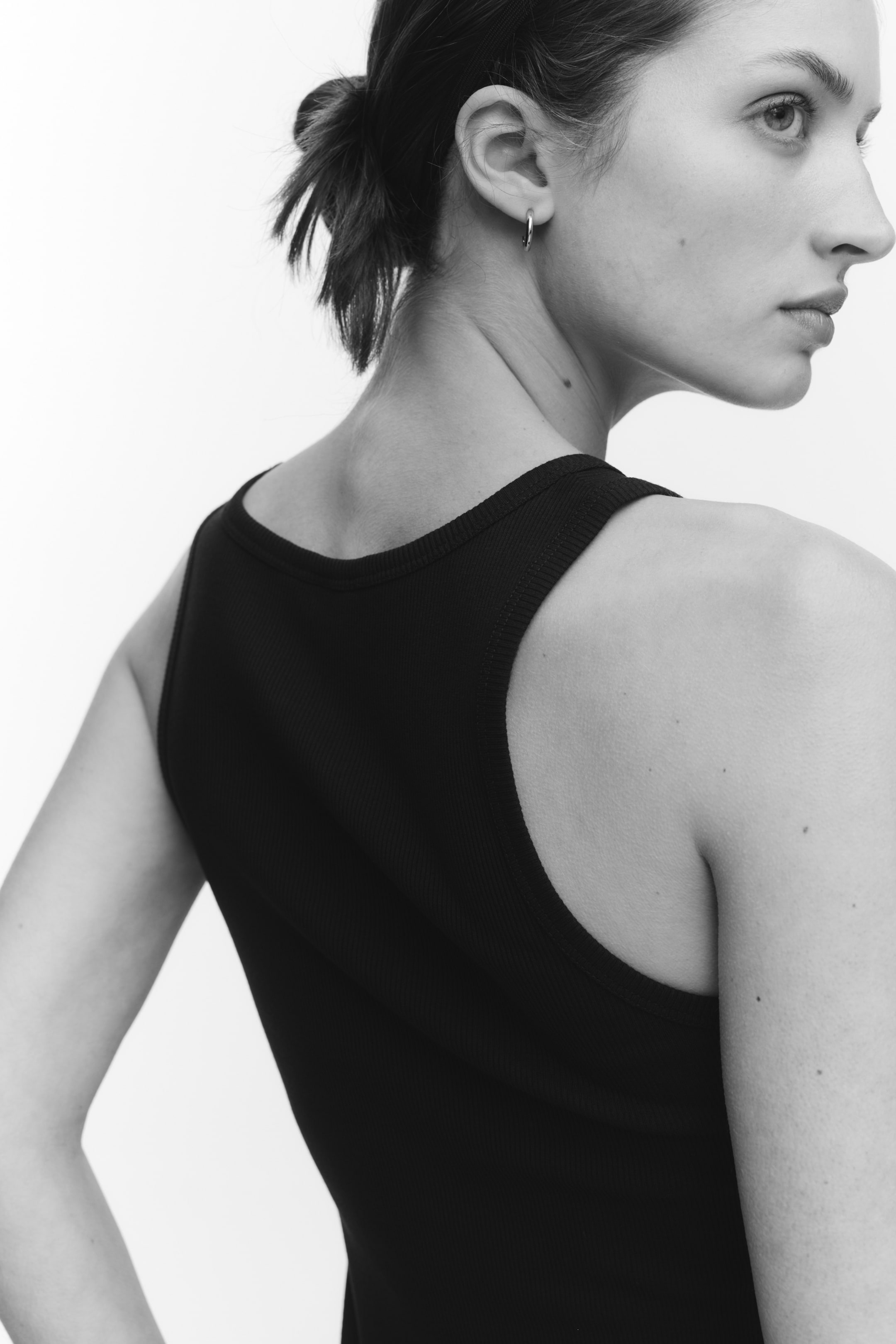 Camisole côtelé en soie mélangée