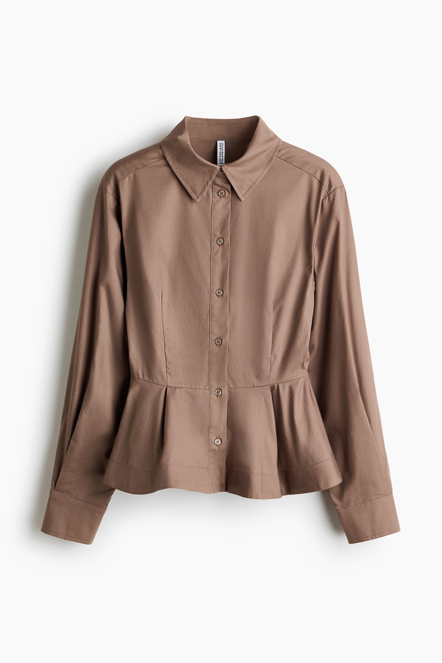 Poplin peplum shirt - Mole/White/Light blue