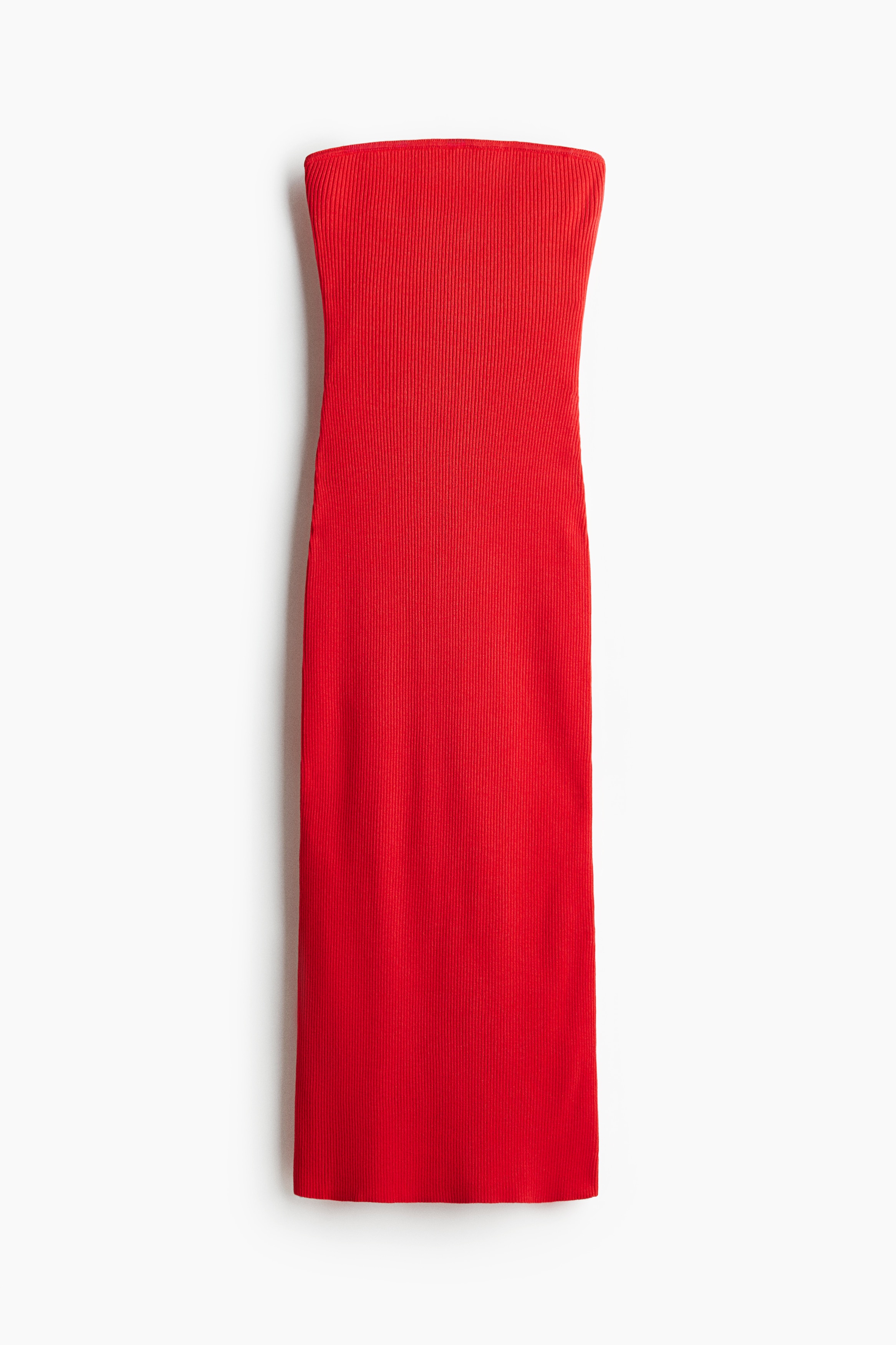 Εφαρμοστό στράπλες φόρεμα με πλέξη ριμπ - Έντονο κόκκινο/Μαύρο/ριγέ/Μαύρο/κρεμ/ριγέ/Πράσινο της μέντας/Σκούρο καφέ