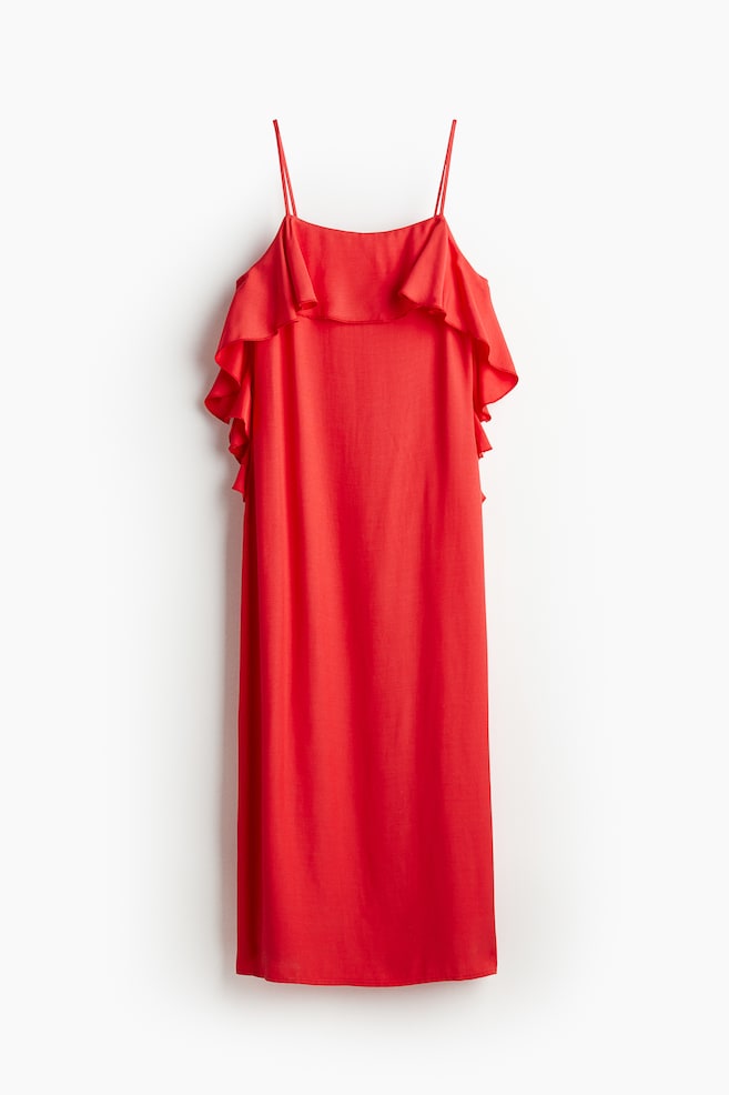 Vestido lencero con volantes - Rojo - 1
