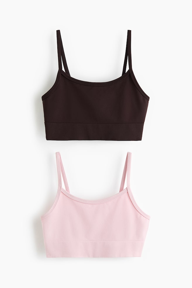2-pack Seamless Sports tops with DryMove™ - Dark brown/Pale pink/Light pink/Navy blue/White/Black/White/Light blue/Black - 1