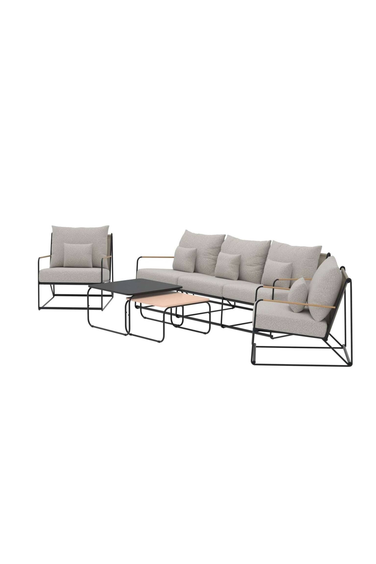 Palazzo Sofa-set-Bouclé, Schwarz - 3