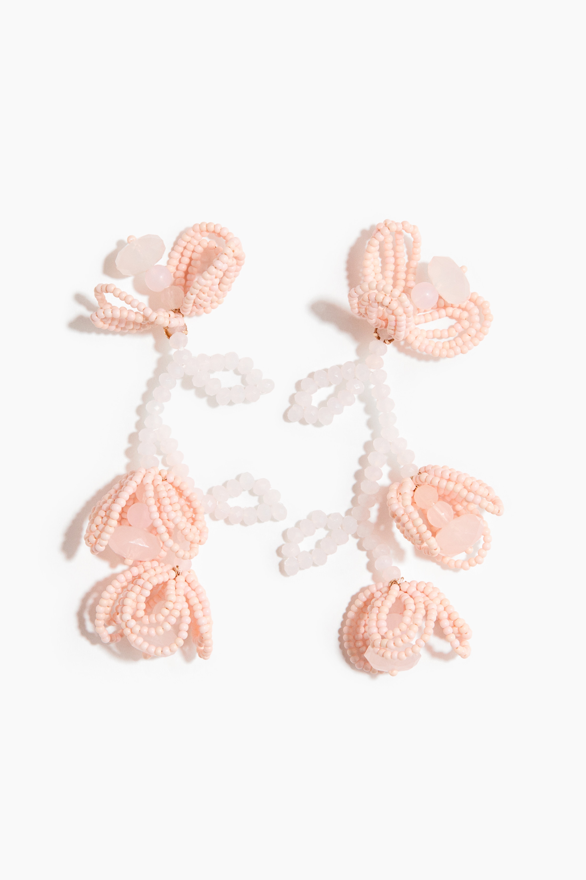 Pendientes de cuentas con diseño floral - Rosa claro