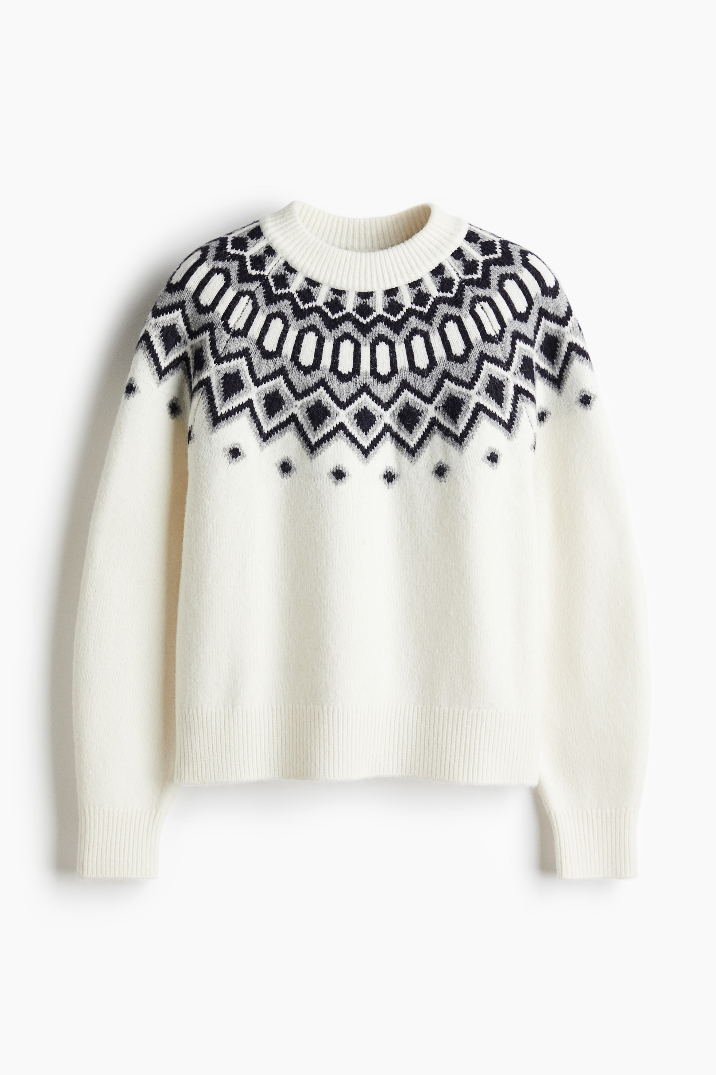 wind and sea JACQUARD SWEATER / WHITE L Jacquard-Knit Sweater