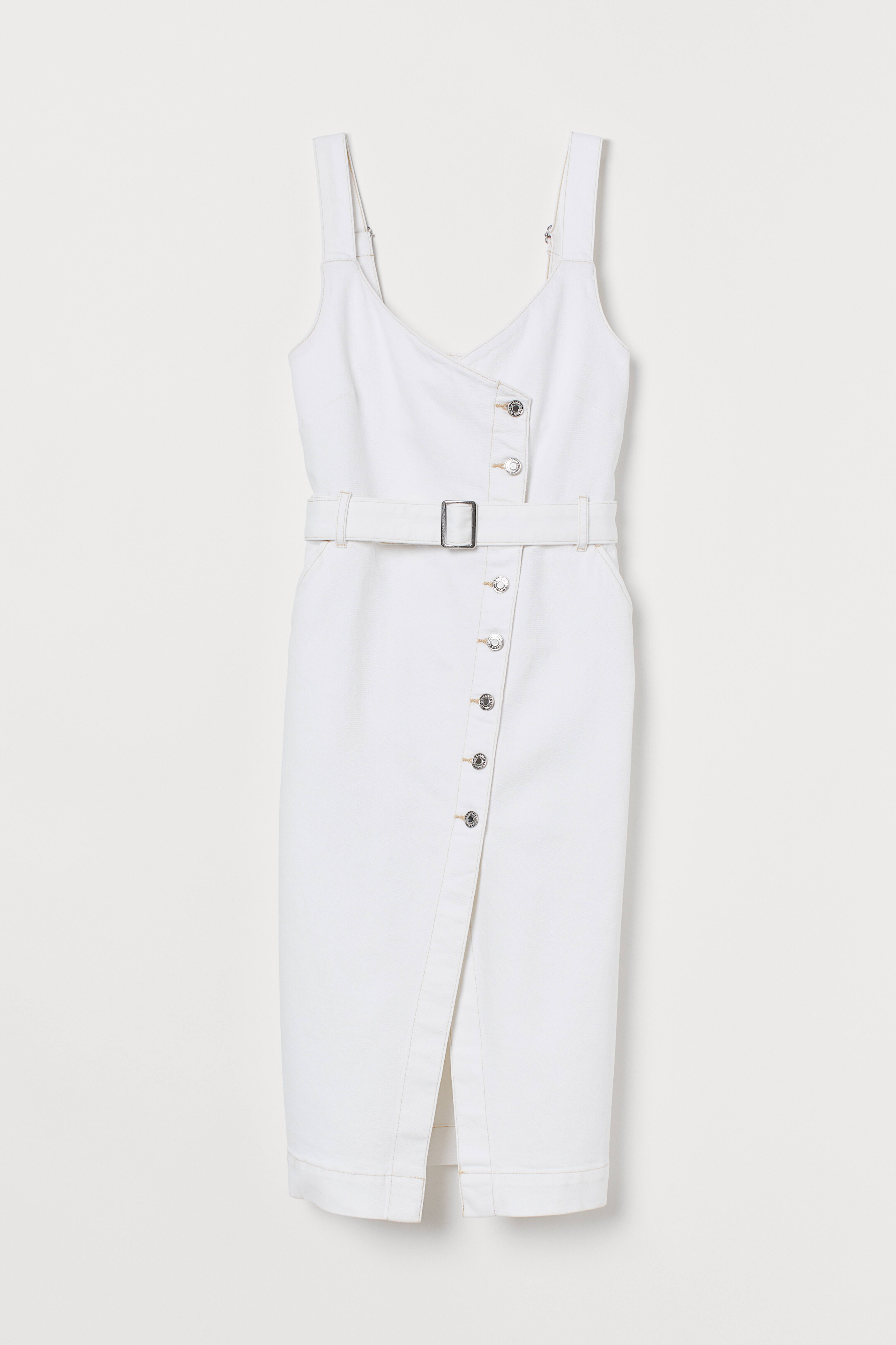 H&m white denim fashion dress