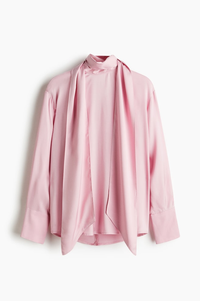Blouse avec écharpe - Rose clair - 1