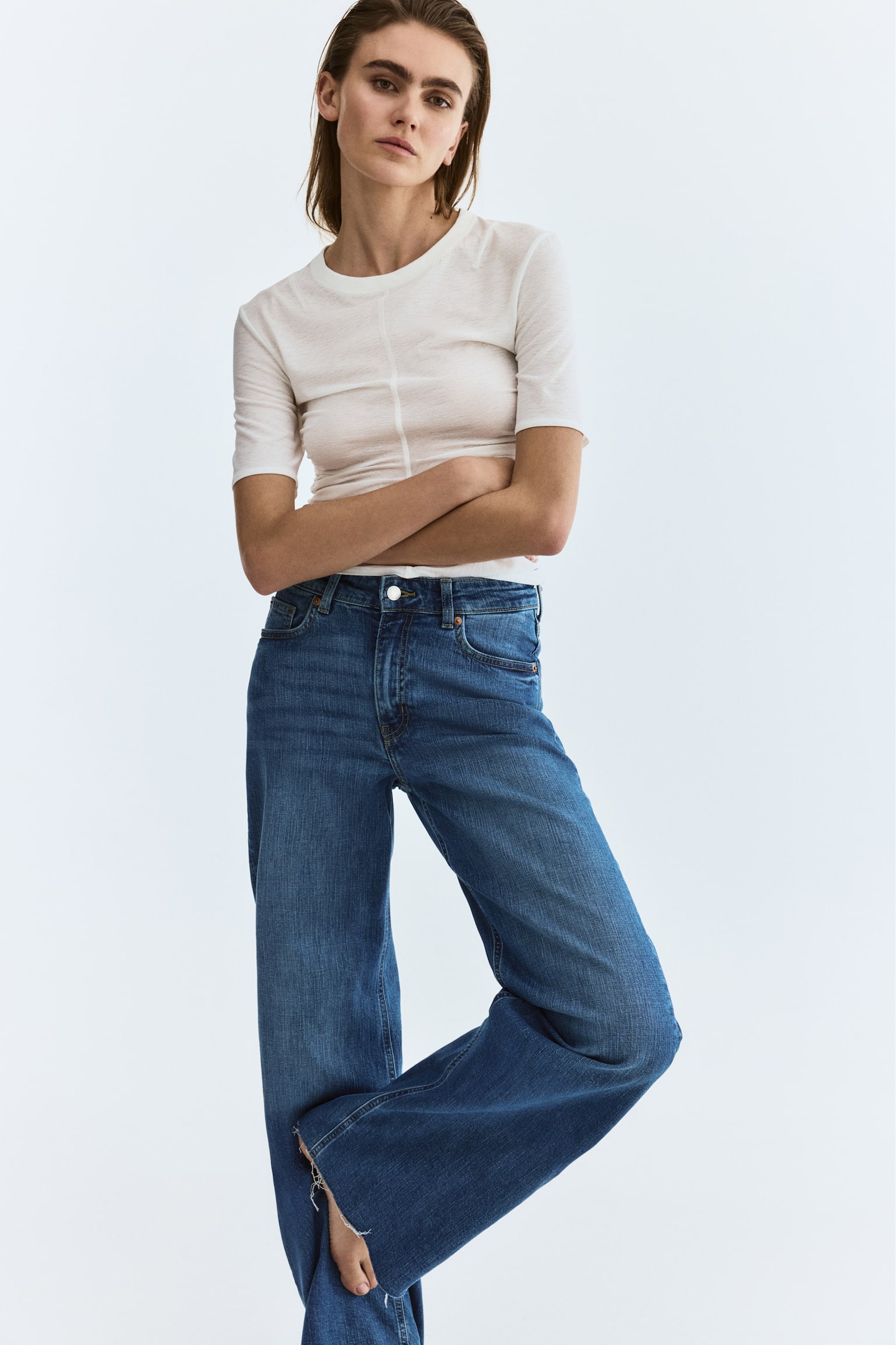 Wide High Jeans - Blu denim lavato/Marrone scuro/Grigio denim scuro/Blu denim navy/Blu denim scuro/Blu denim/Bianco/Blu denim chiaro/Blu denim navy/Blu denim chiaro/Blu denim/Blu denim/Blu denim chiaro/Blu denim scuro/Blu denim - 7