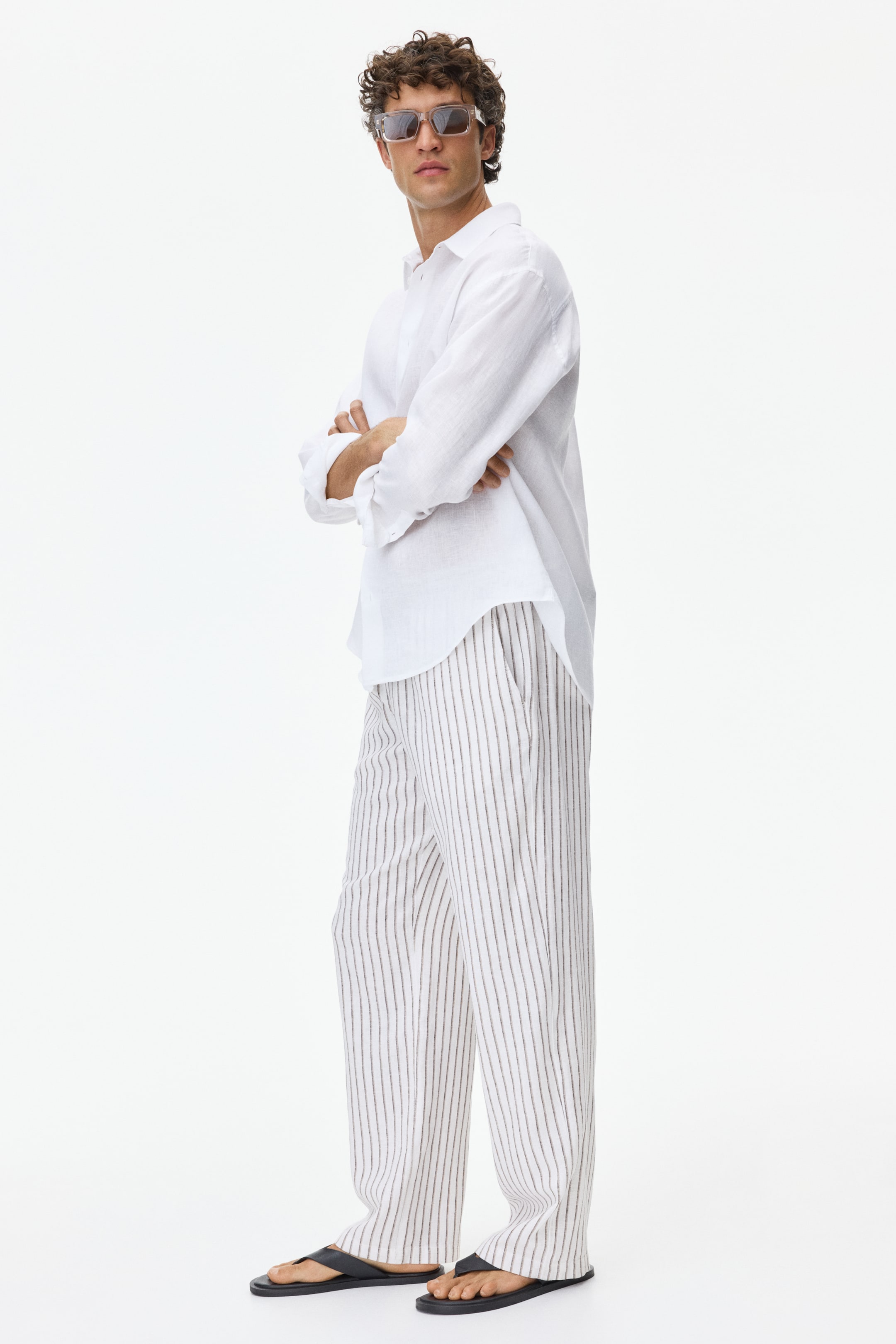 Relaxed-Fit Linen-Blend Pants