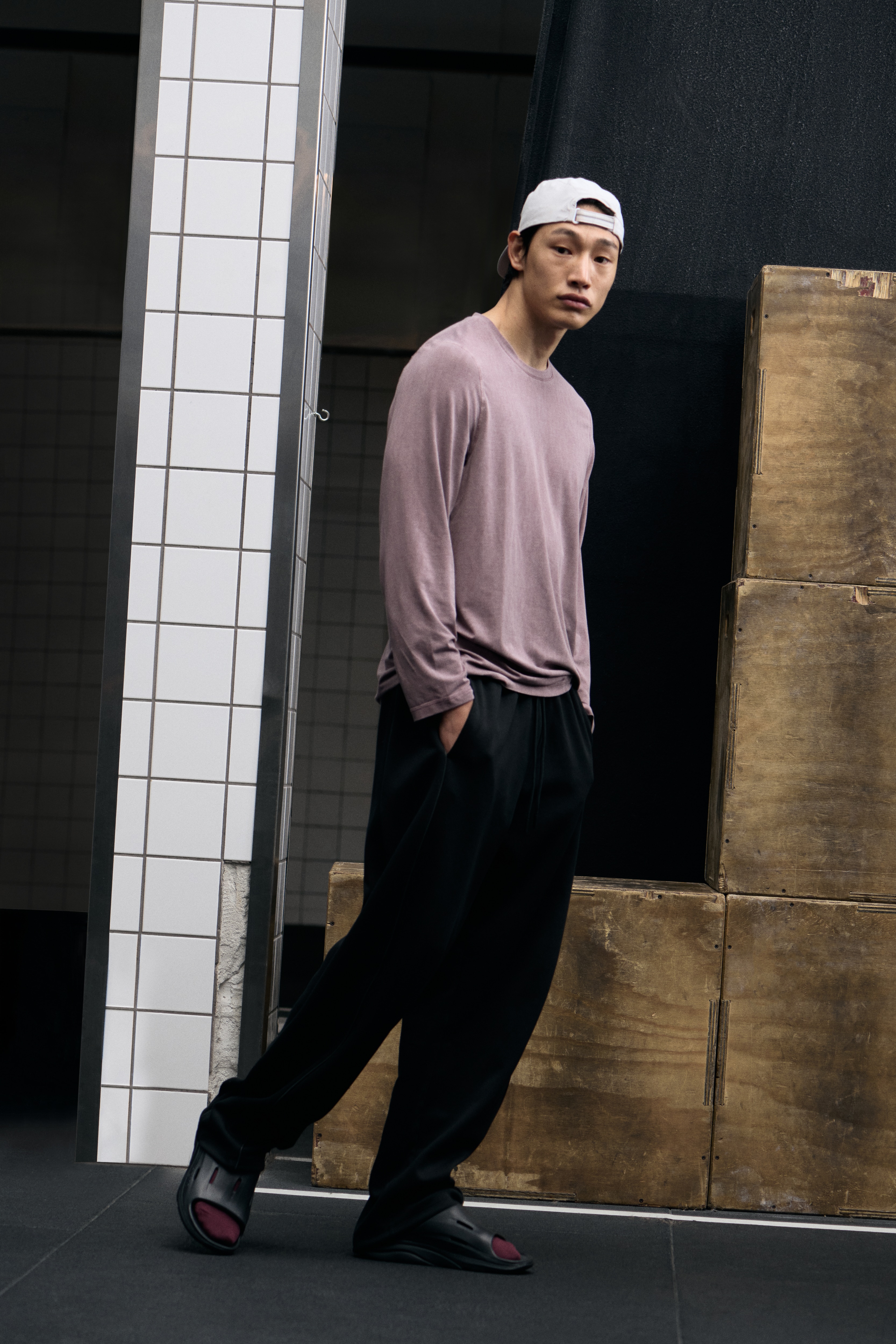 Αθλητική μπλούζα Regular Fit με DryMove™ - Μουντό μοβ/Ανοιχτό μπεζ/Σκούρο γκρι