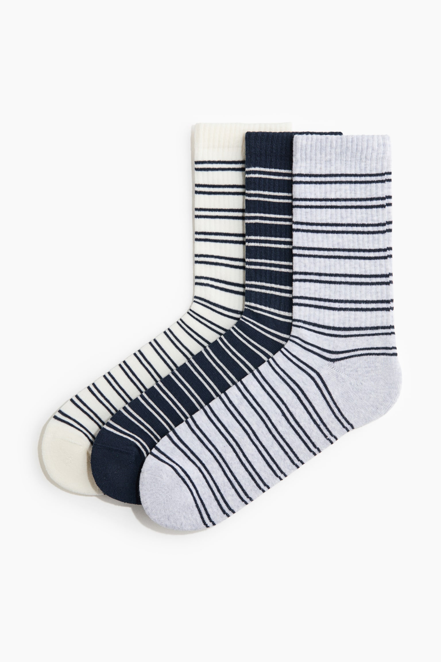 Lot de 3 paires de chaussettes - Bleu marine/rayé/Blanc/rayé