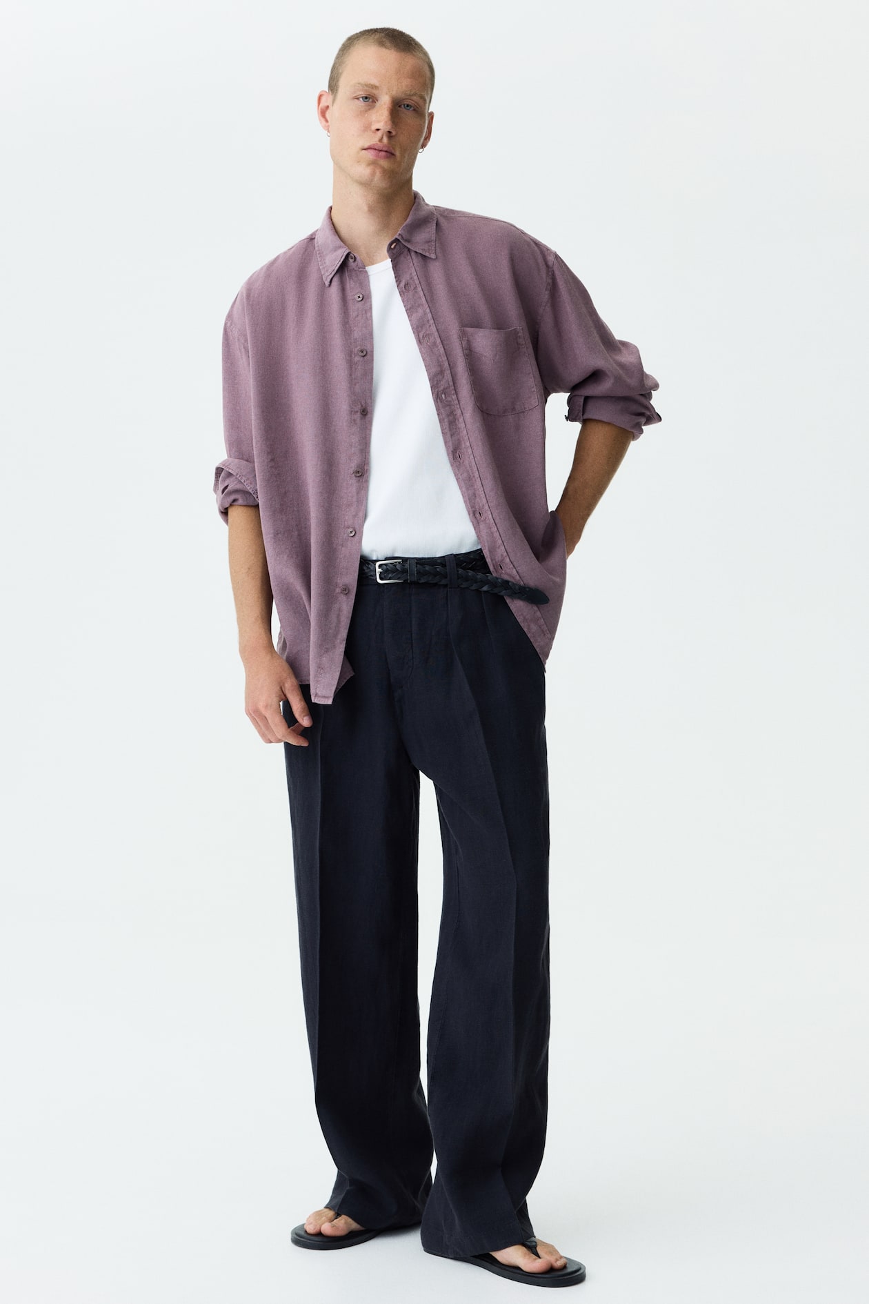 Loose Fit Wide Linen Trousers