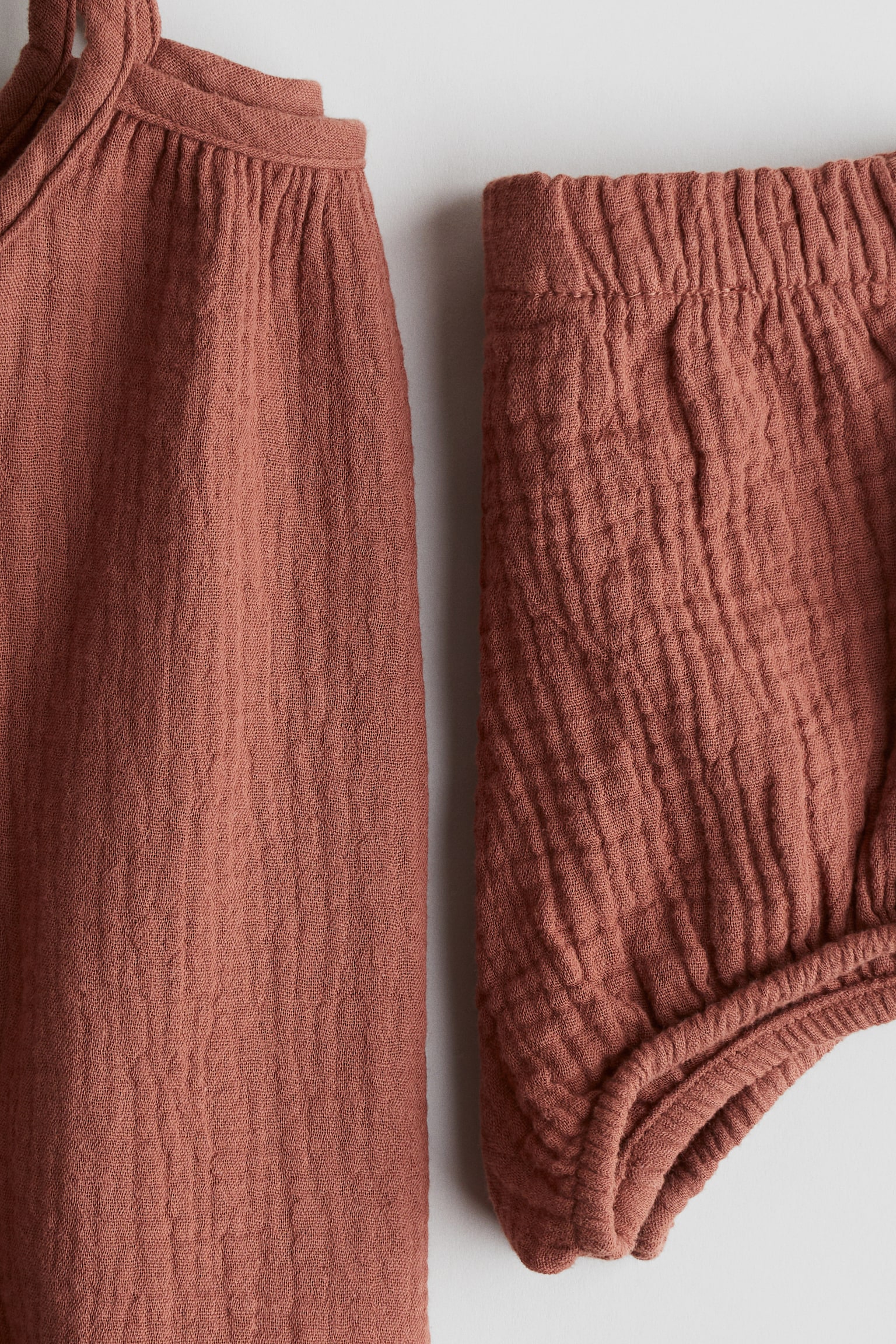 Детские комплекты H&M 2-Piece Cotton Muslin Set, цвет: Коричневый — фото 2