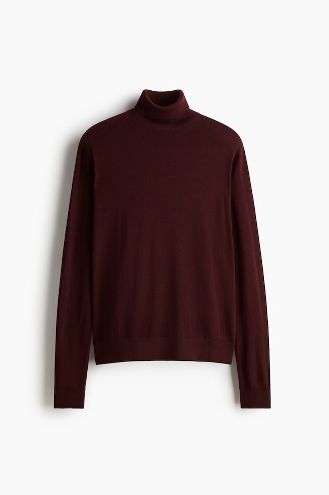 Pullover in lana Regular Fit - Bordeaux/Beige scuro - 1