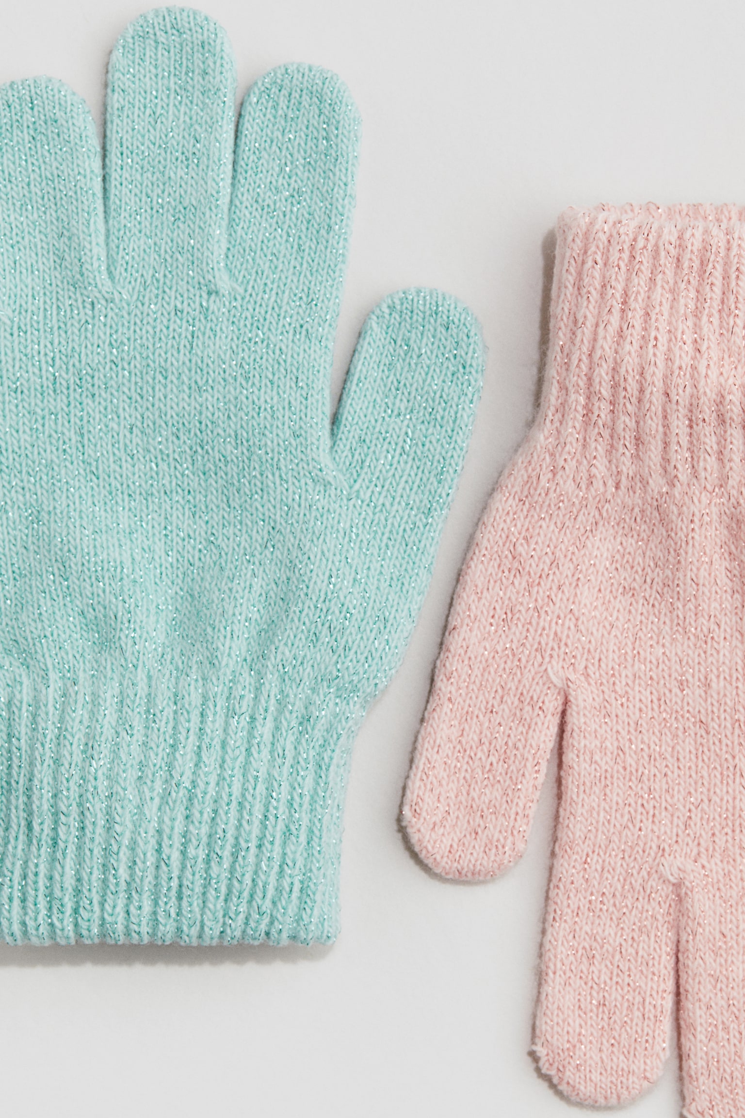 Детские перчатки H&M, набор из 2, цвет: Бирюзовый / Розовый — фото 2