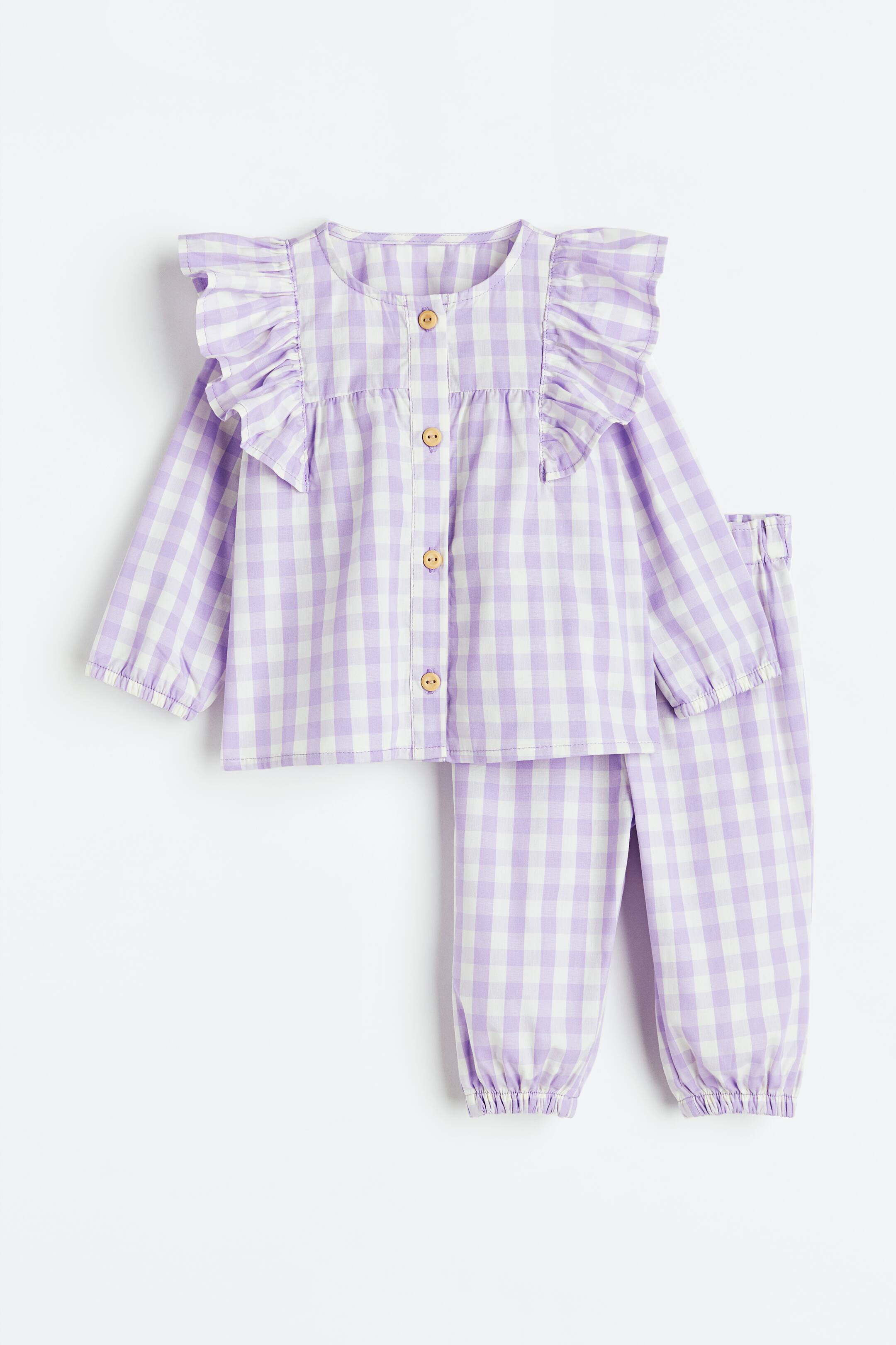 Agrandir l'image: Ensemble 2 pièces en coton - Violet clair/carreaux - ENFANT | H&M CH 1