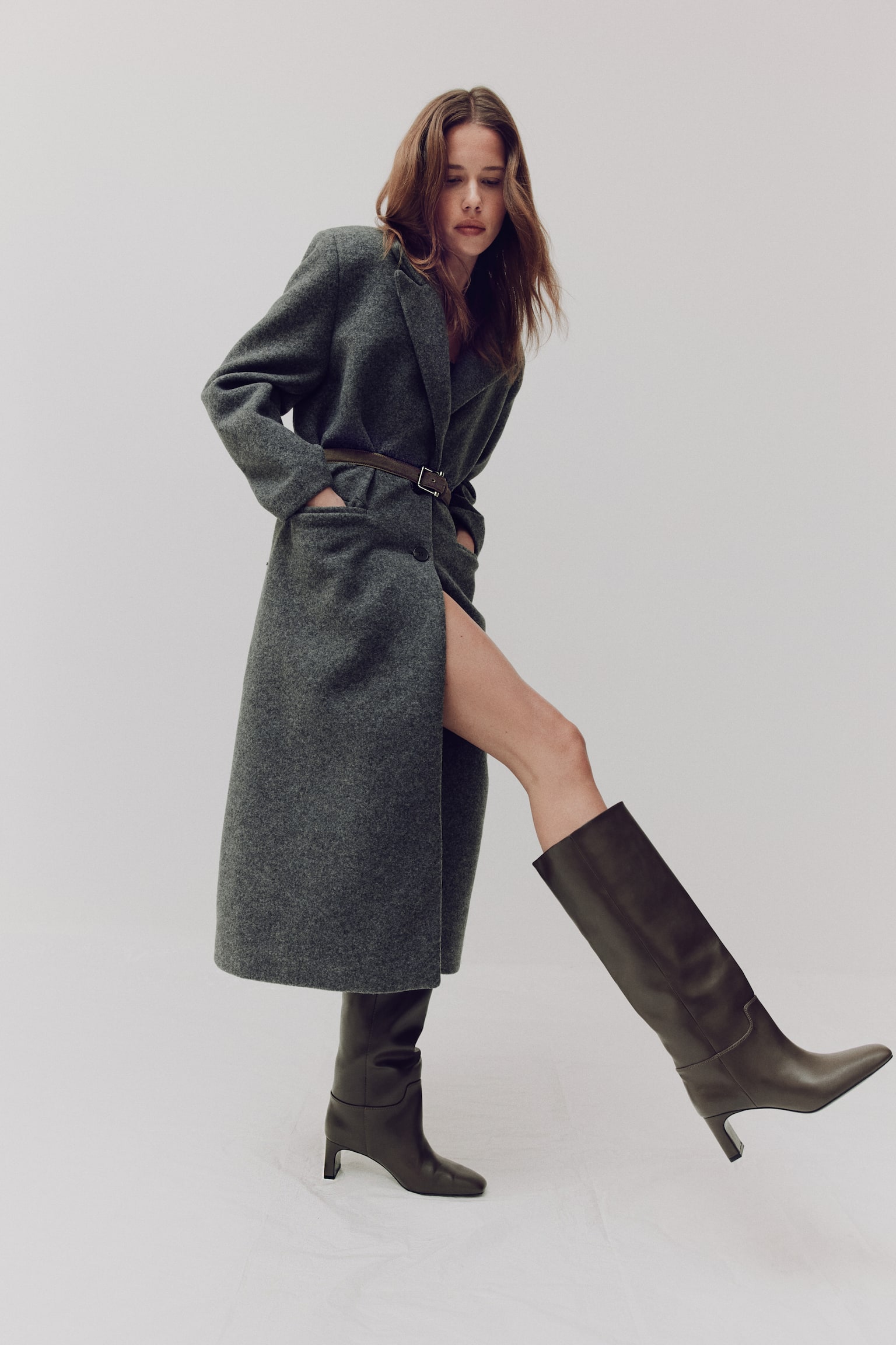Knee-high boots - Dark khaki green/Black/Dark beige - 3