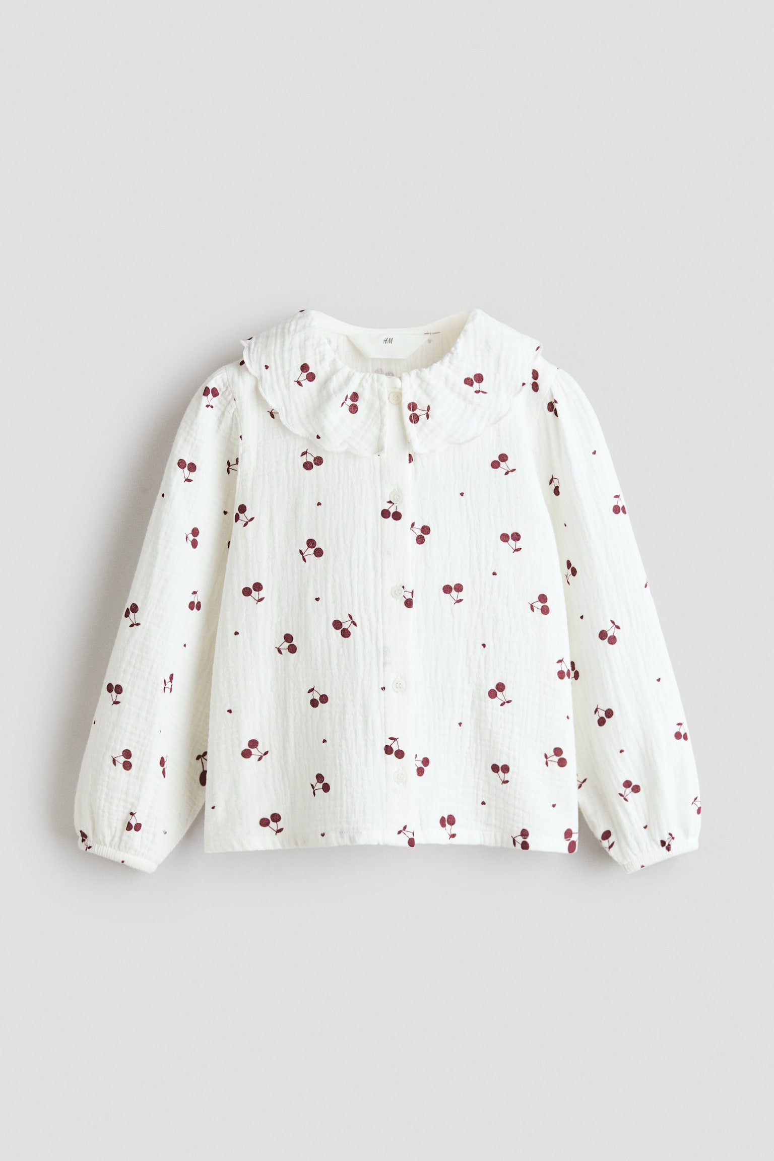 Patterned muslin blouse - White/Cherries