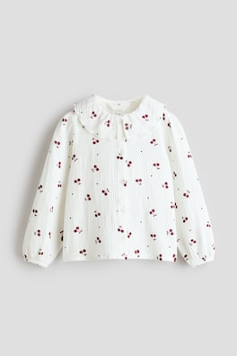Mönstrad blus i muslin