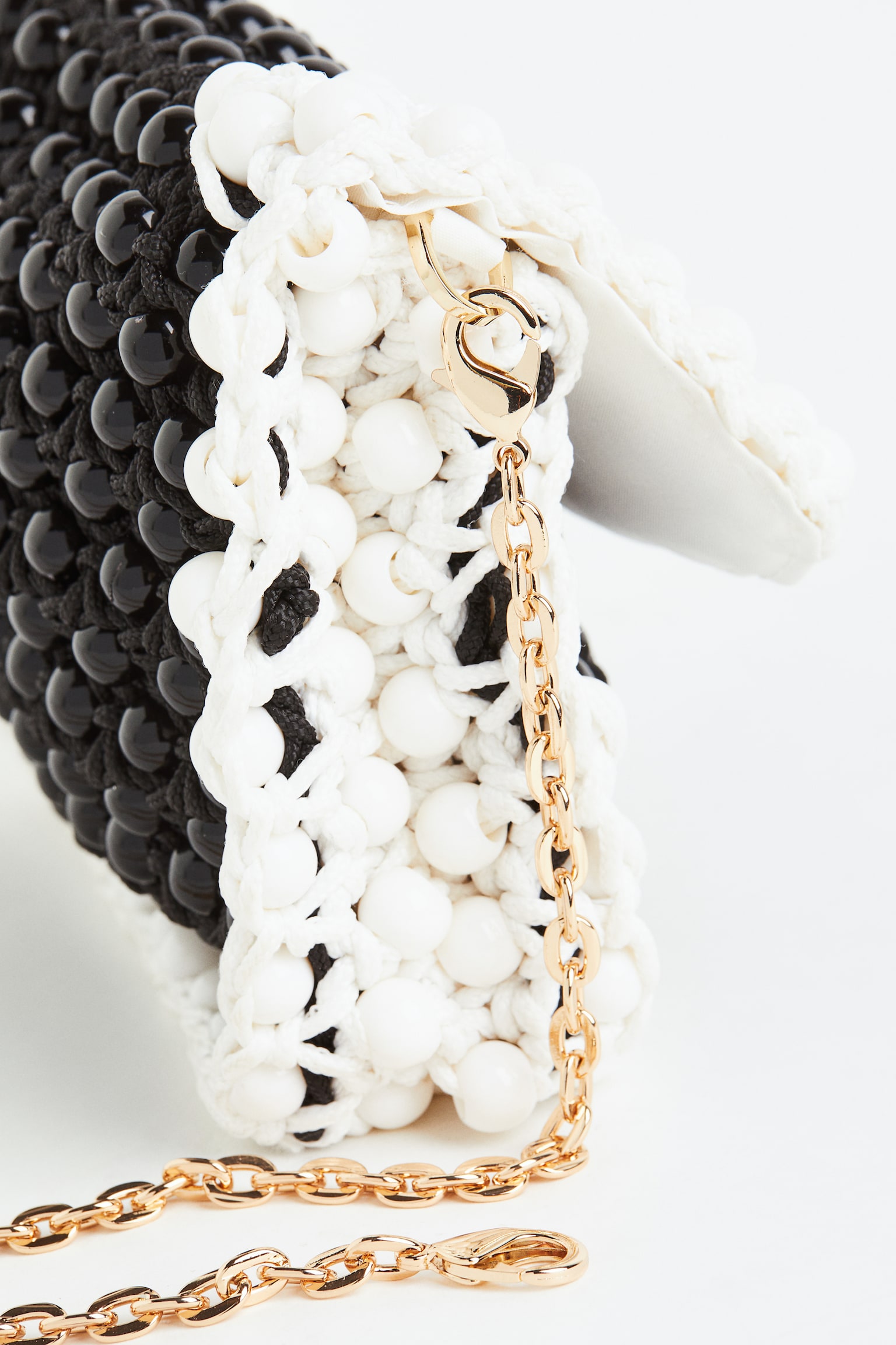 Beaded Handbag - Black/White - 3