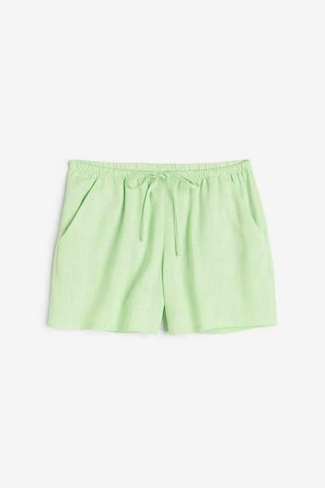 Linen-blend pull-on shorts - Light green/Black/Light blue/Dark brown/Zebra print - 1