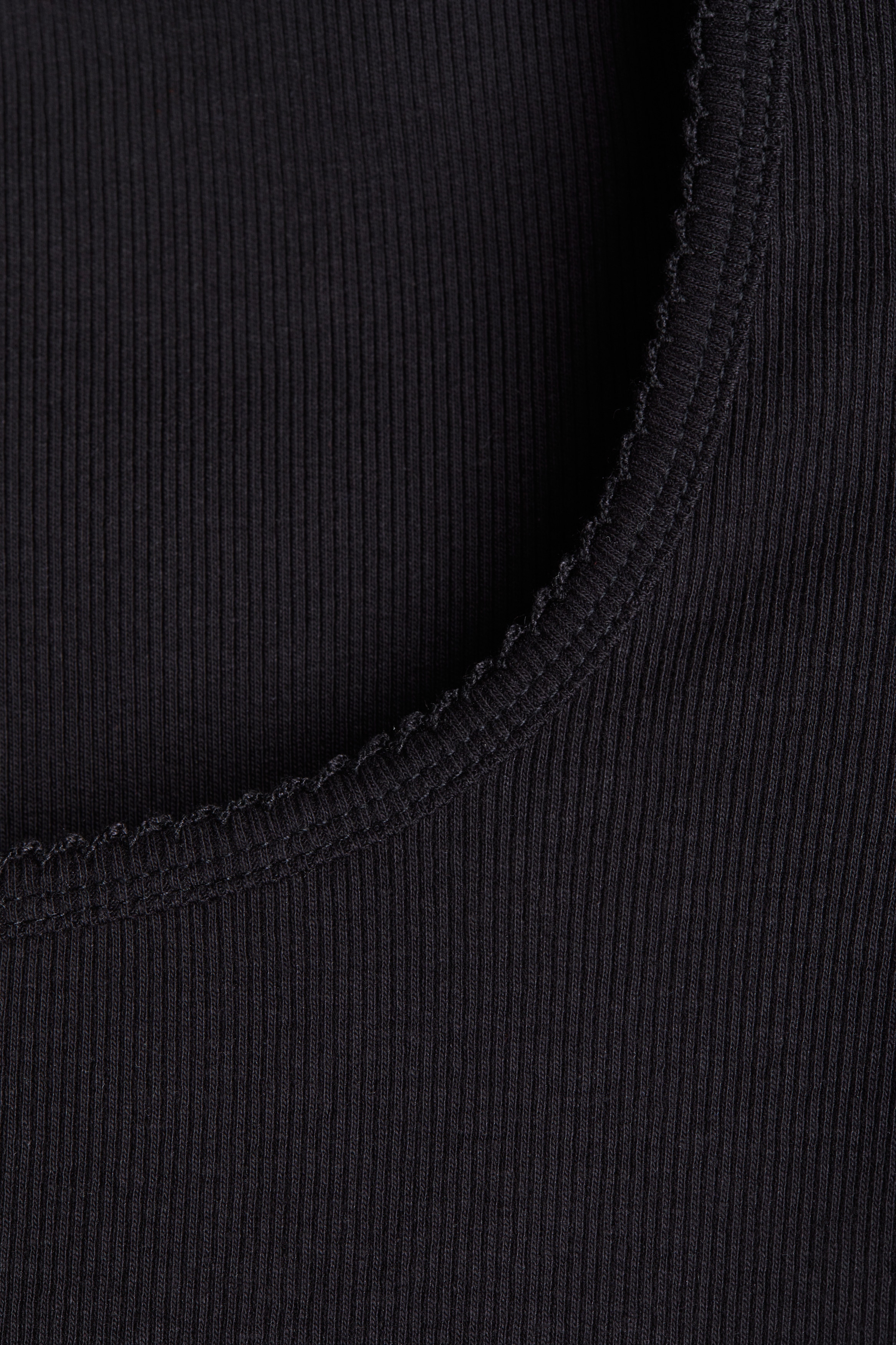 Picot-trimmed ribbed T-shirt