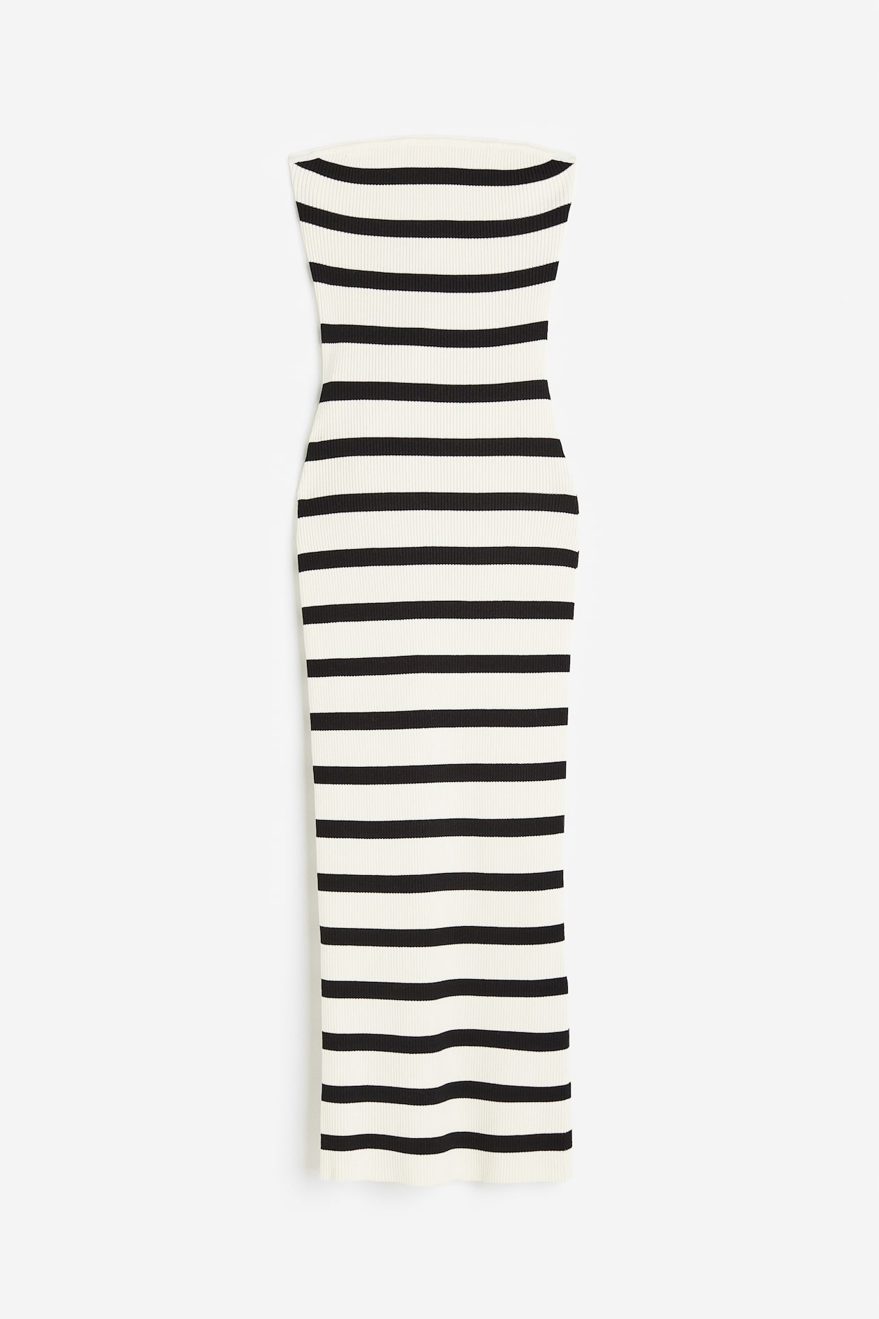 Ribbed tube dress Cream/Black striped Ladies H&M IN