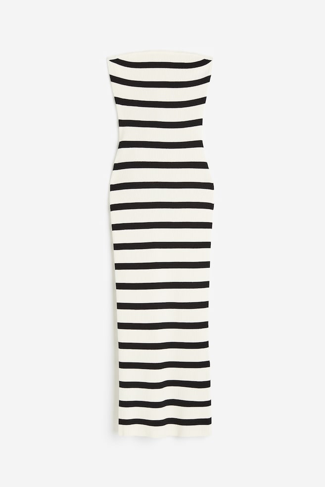 Ribbed tube dress - Cream/Black striped/Black - 2