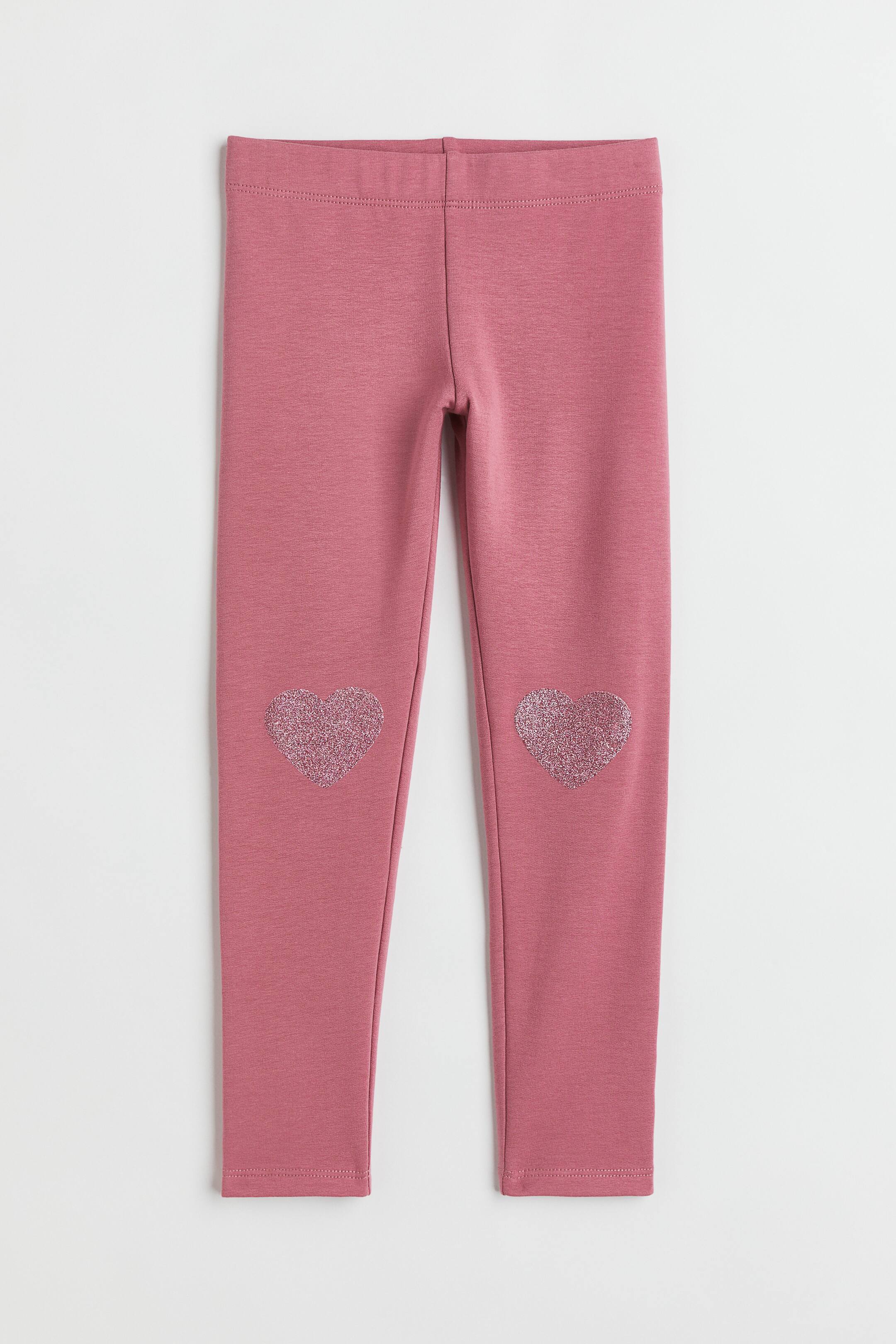 Xem ảnh lớn hơn: Quần legging mặt trái chải xù - Màu hồng đậm/Trái tim - Kids | H&M VN 1