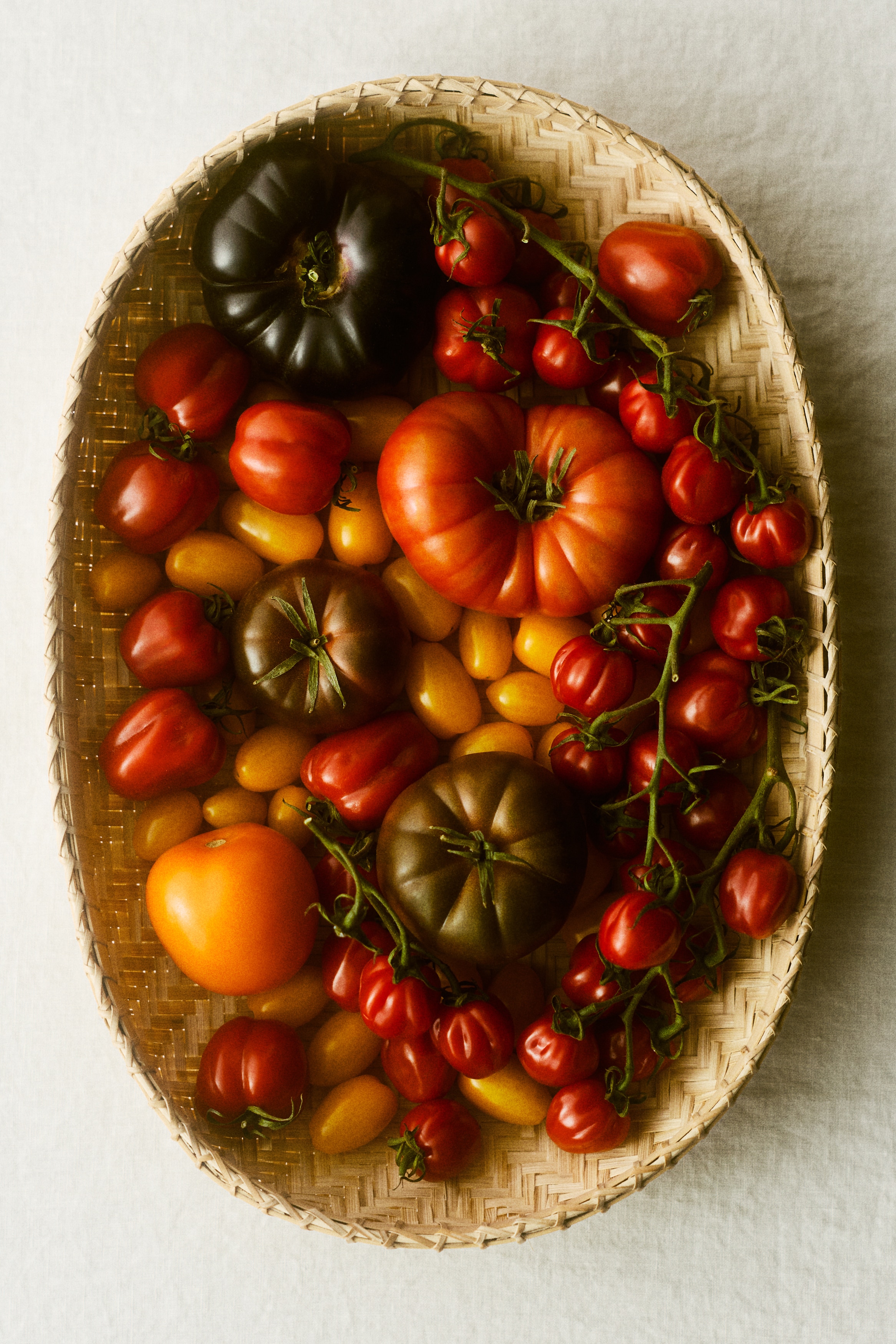Овален панер от бамбук - Бежов