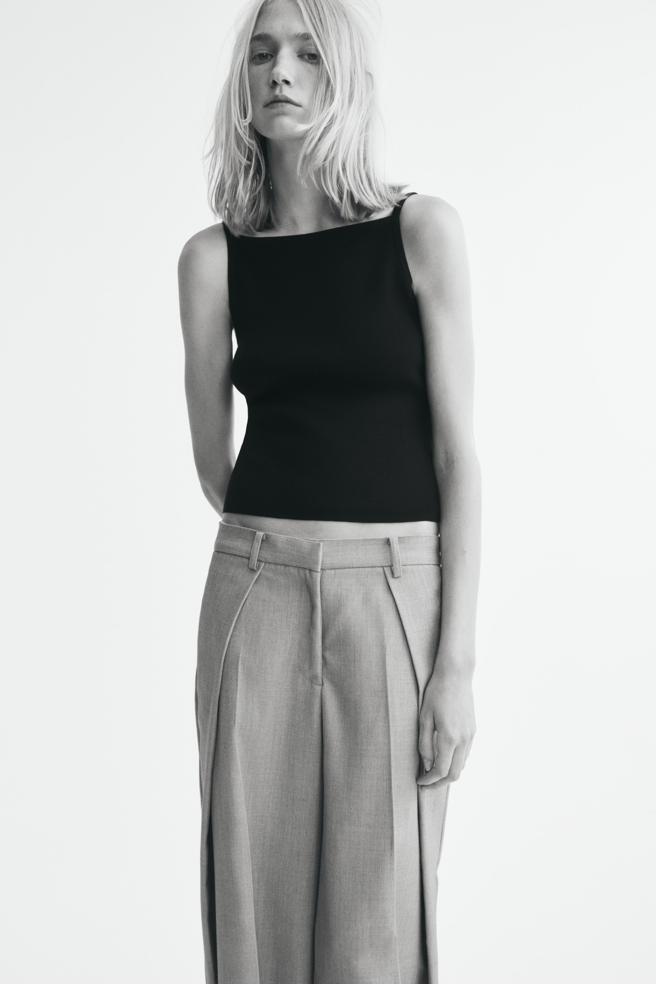 Rib-Knit Silk-Blend Strappy Top
