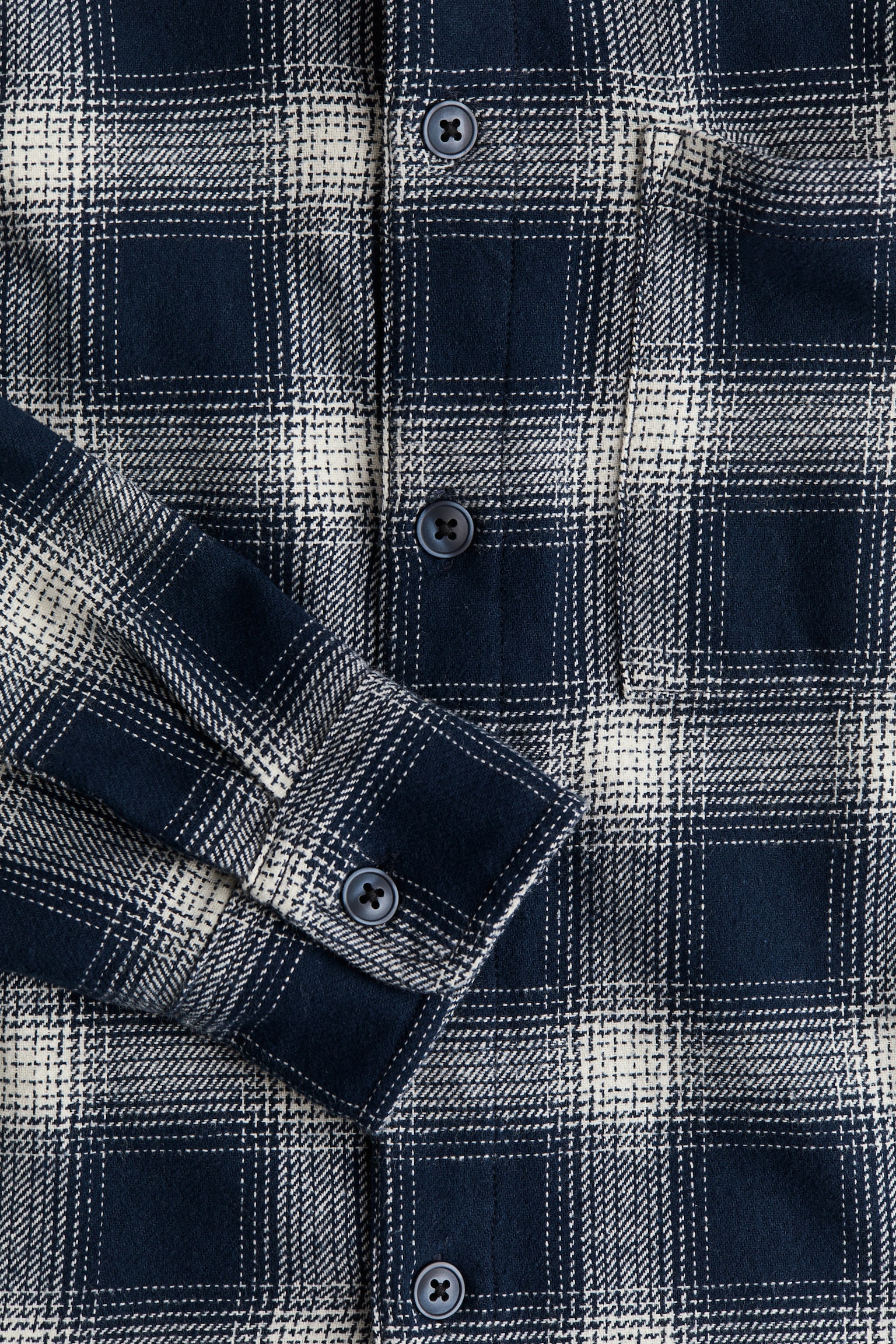 Hooded flannel shirt - Navy blue/Checked/White/Checked - 2