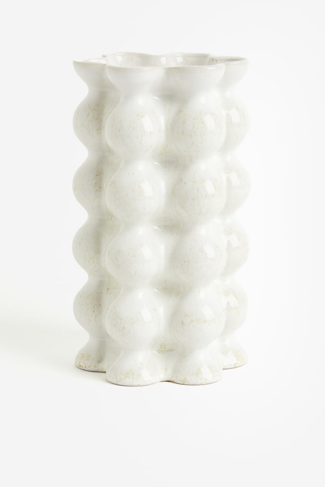 Vase mit reaktiver Glasur - Weiß/Gelb - 1