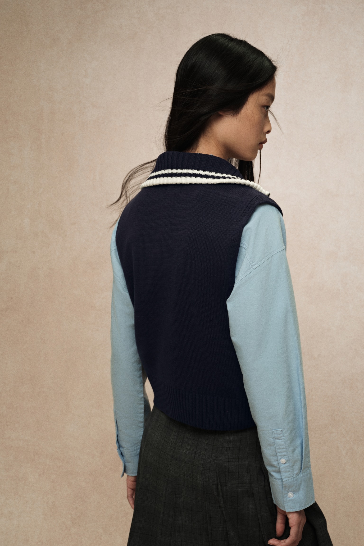 집탑 스웨터 베스트 - 네이비 블루 - 6