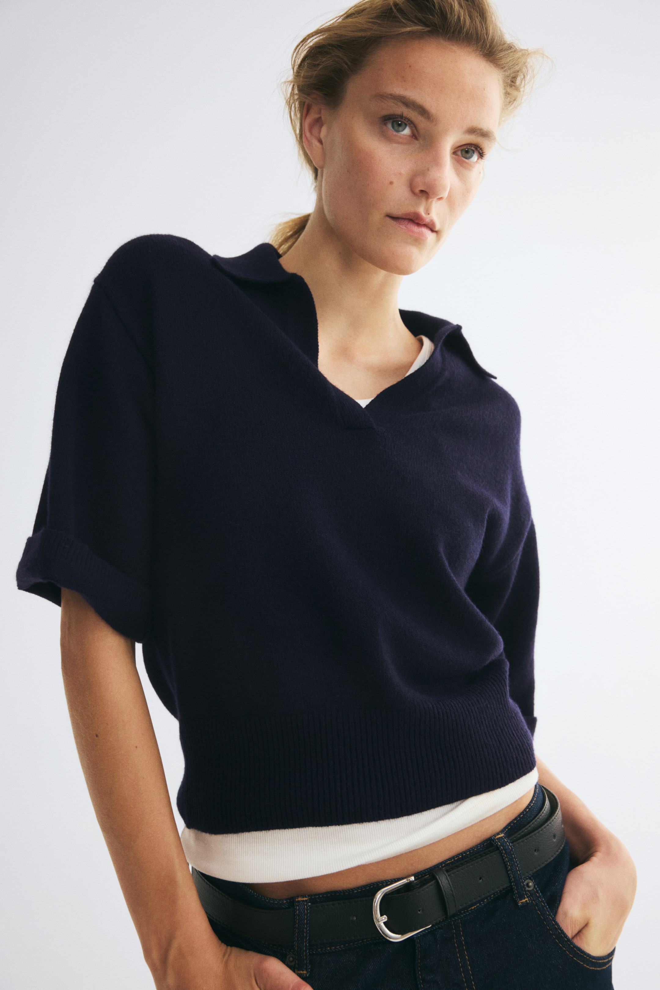 Fine-Knit Polo Shirt