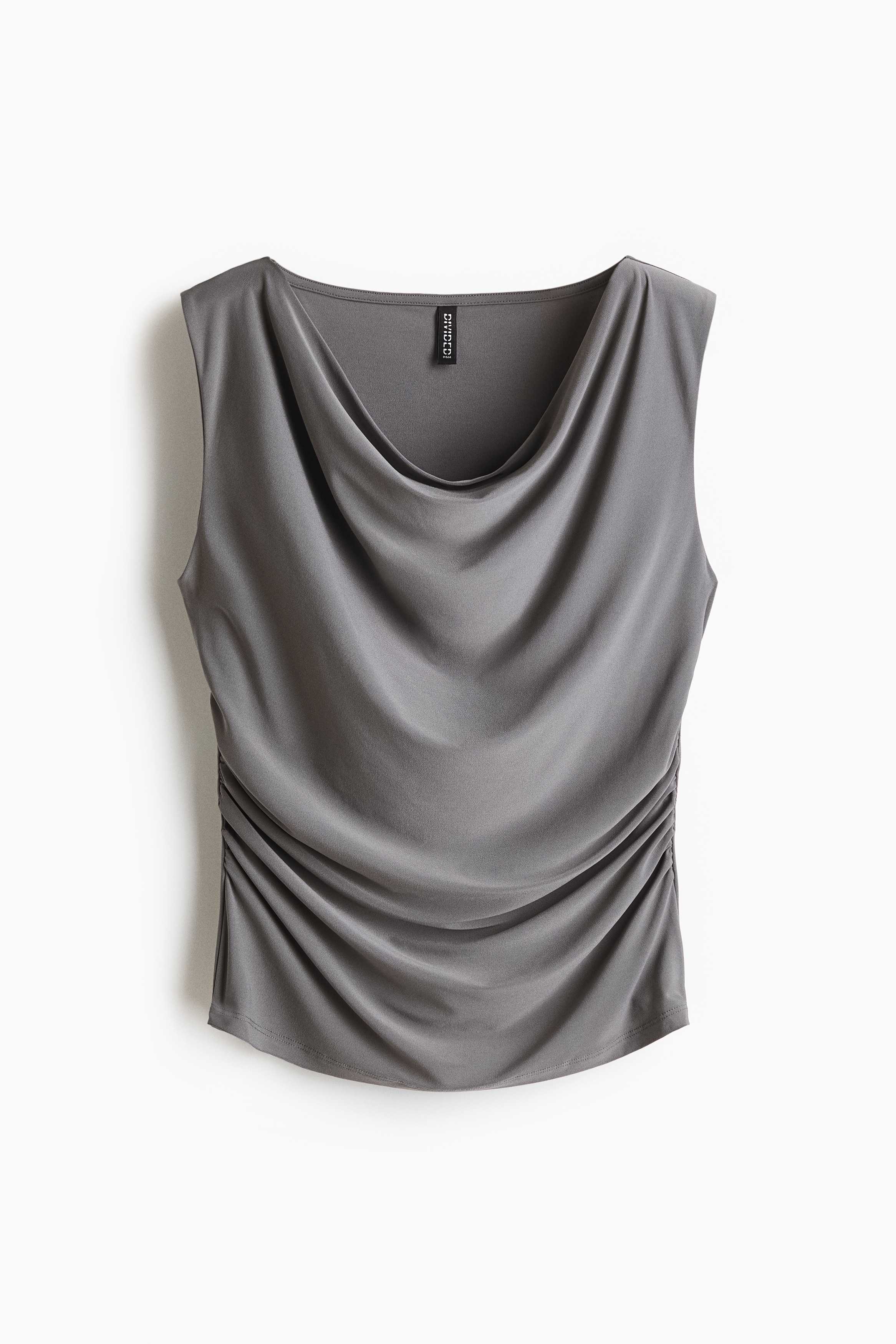 Top sans manches en jersey à effet drapé - Gris/Noir/Crème