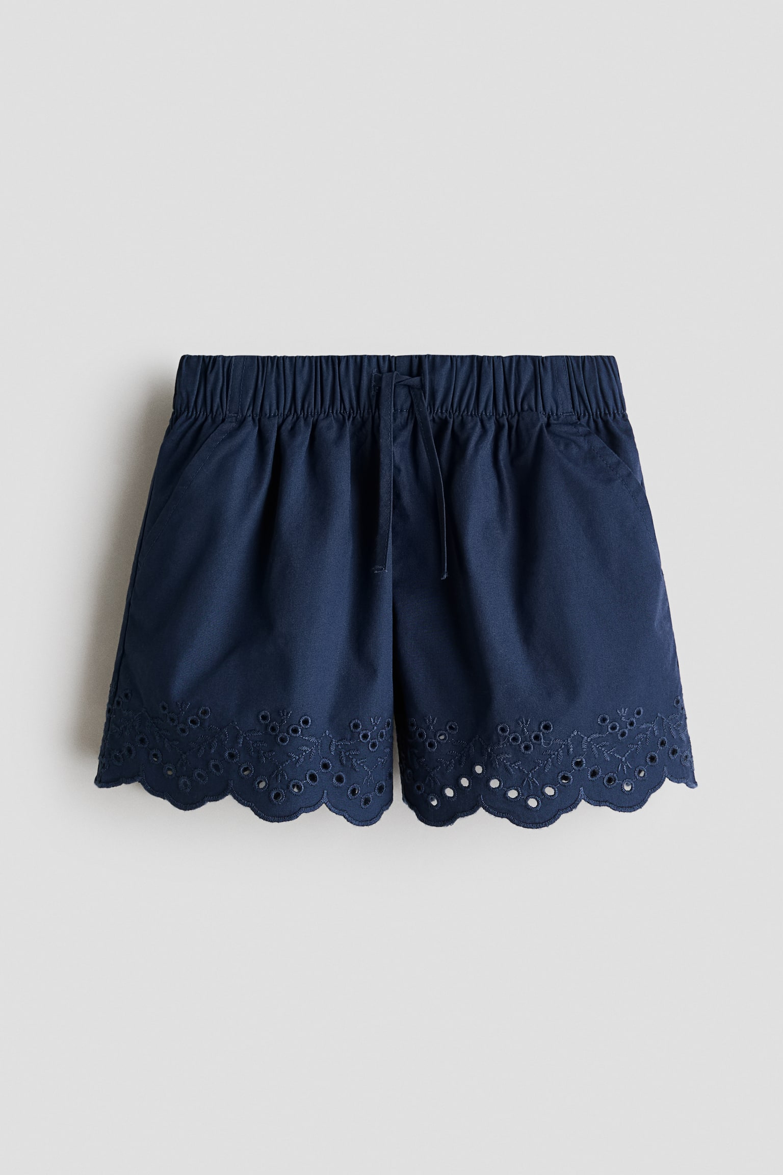 Shorts en bordado inglés - Azul marino/Rosa claro