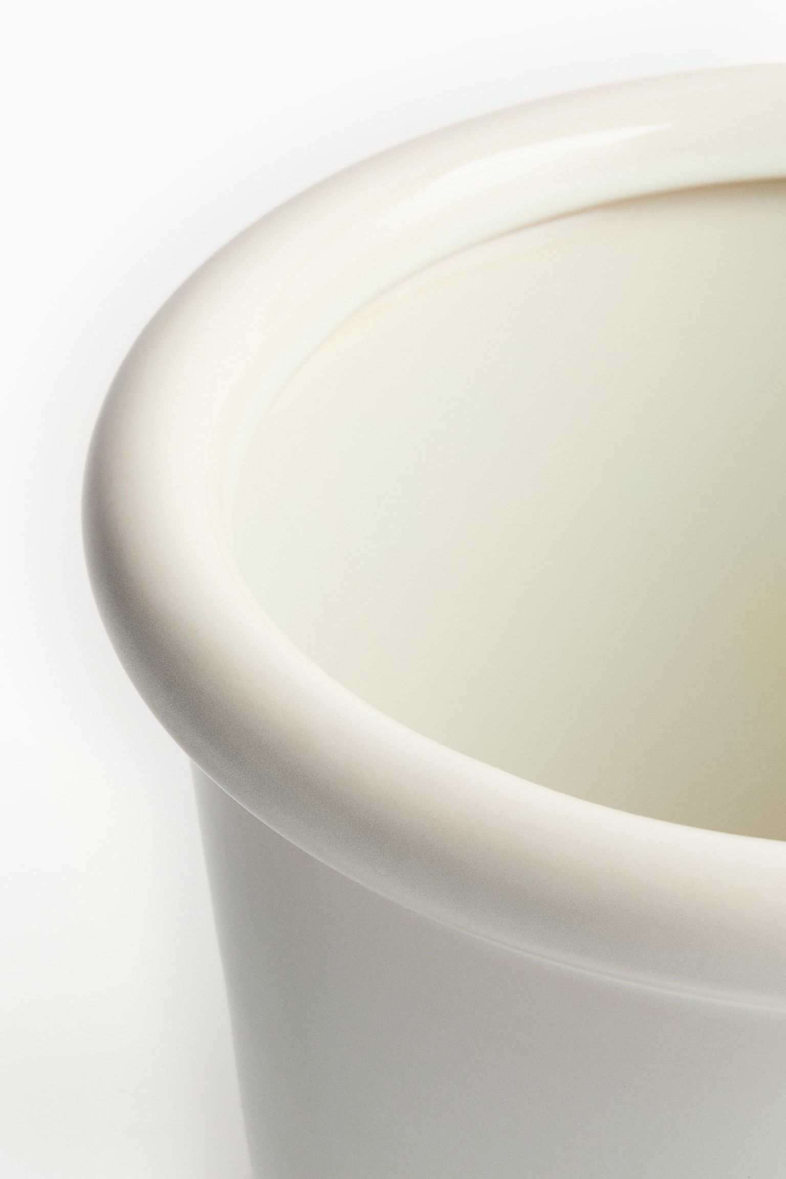 Large stoneware plant pot with saucer - White/Light green/Dark brown - 3