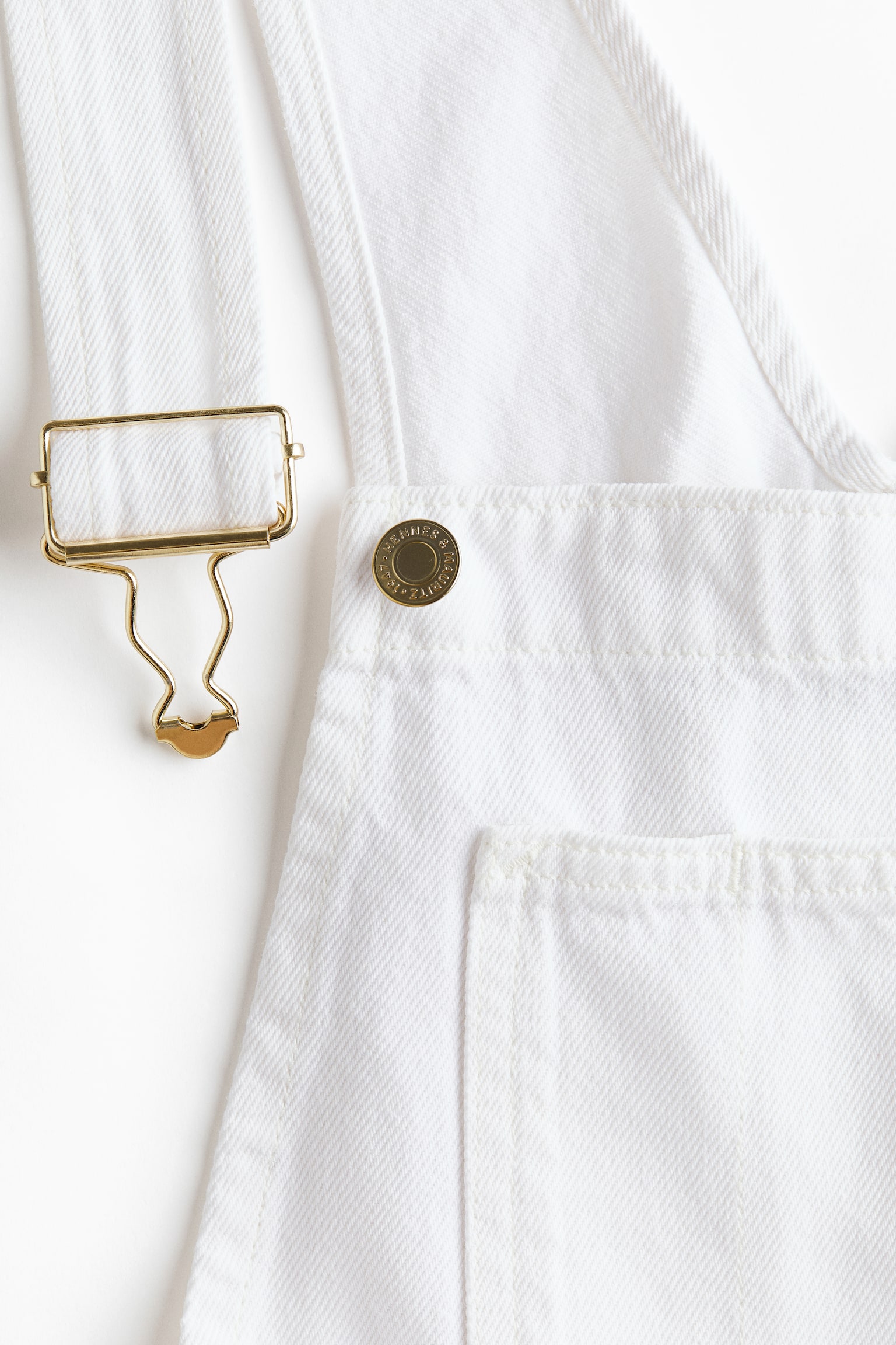Cotton denim dungarees - White/Light denim blue - 8