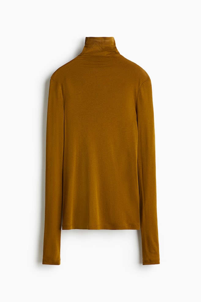 Pima cotton turtleneck top - Mustard yellow/Light grey/Black - 1