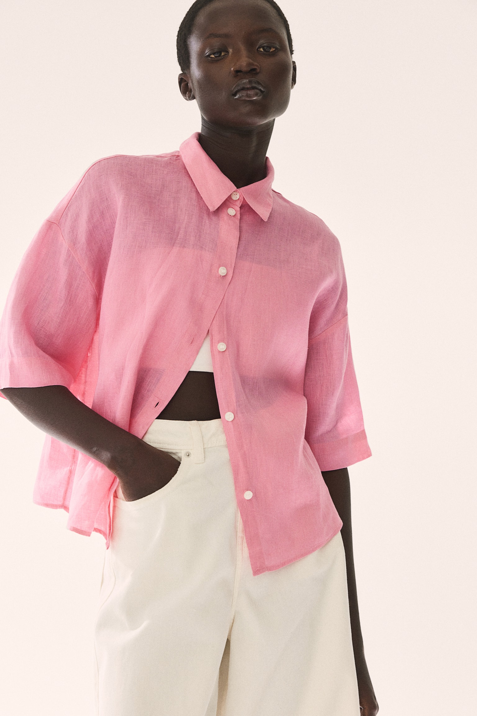 Linen Shirt - Pink/Blue/Stripe/Black/Green - 3