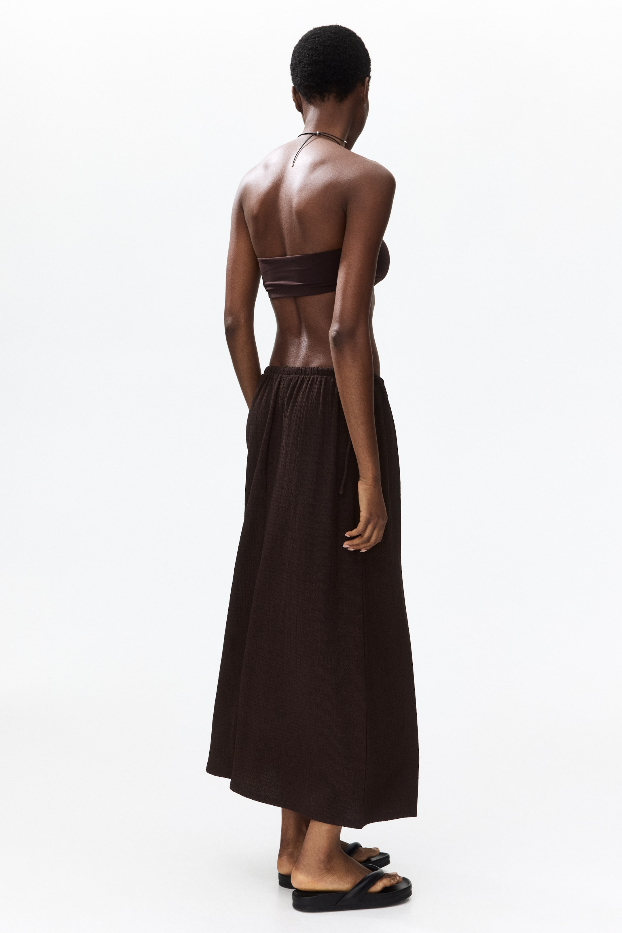 Crinkled Drawstring Skirt