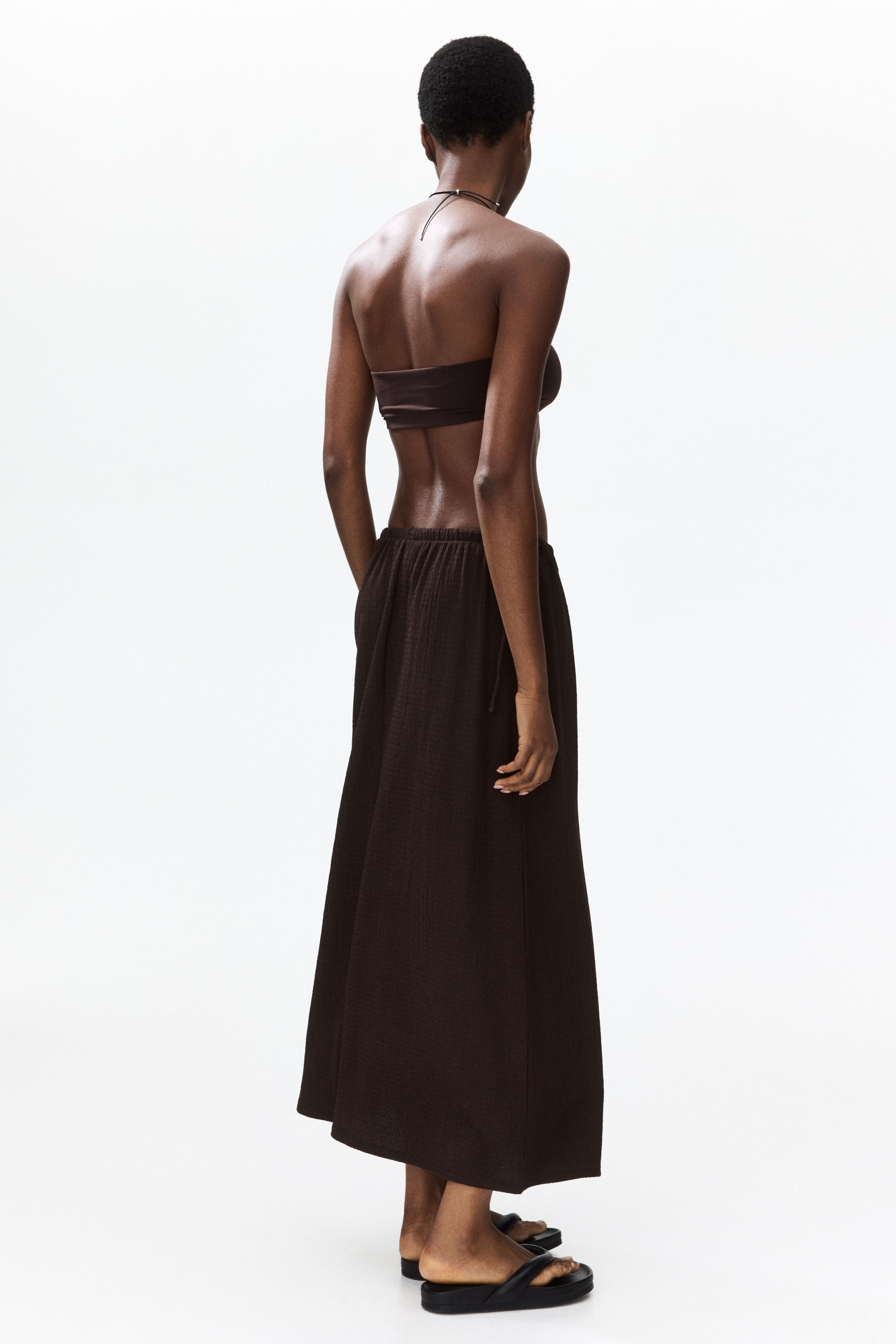 Crinkled Drawstring Skirt