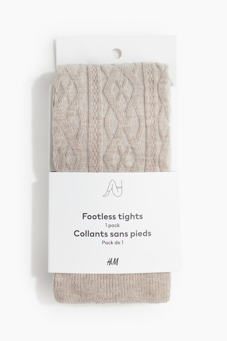 Mustard Cable Knit Footless Tights