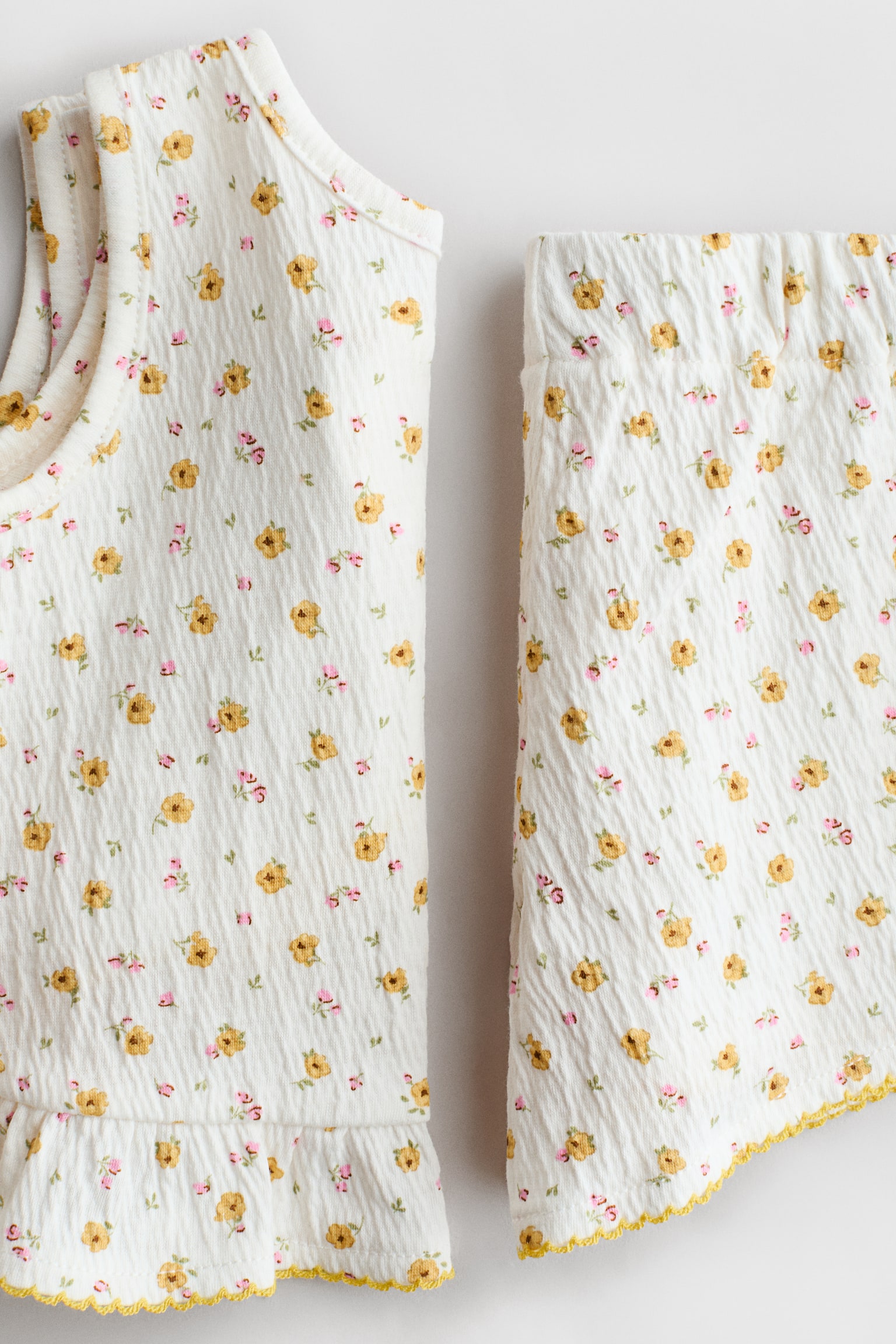 2-piece crinkled cotton set - Cream/Floral/Light pink/Floral/White/Light blue striped - 3